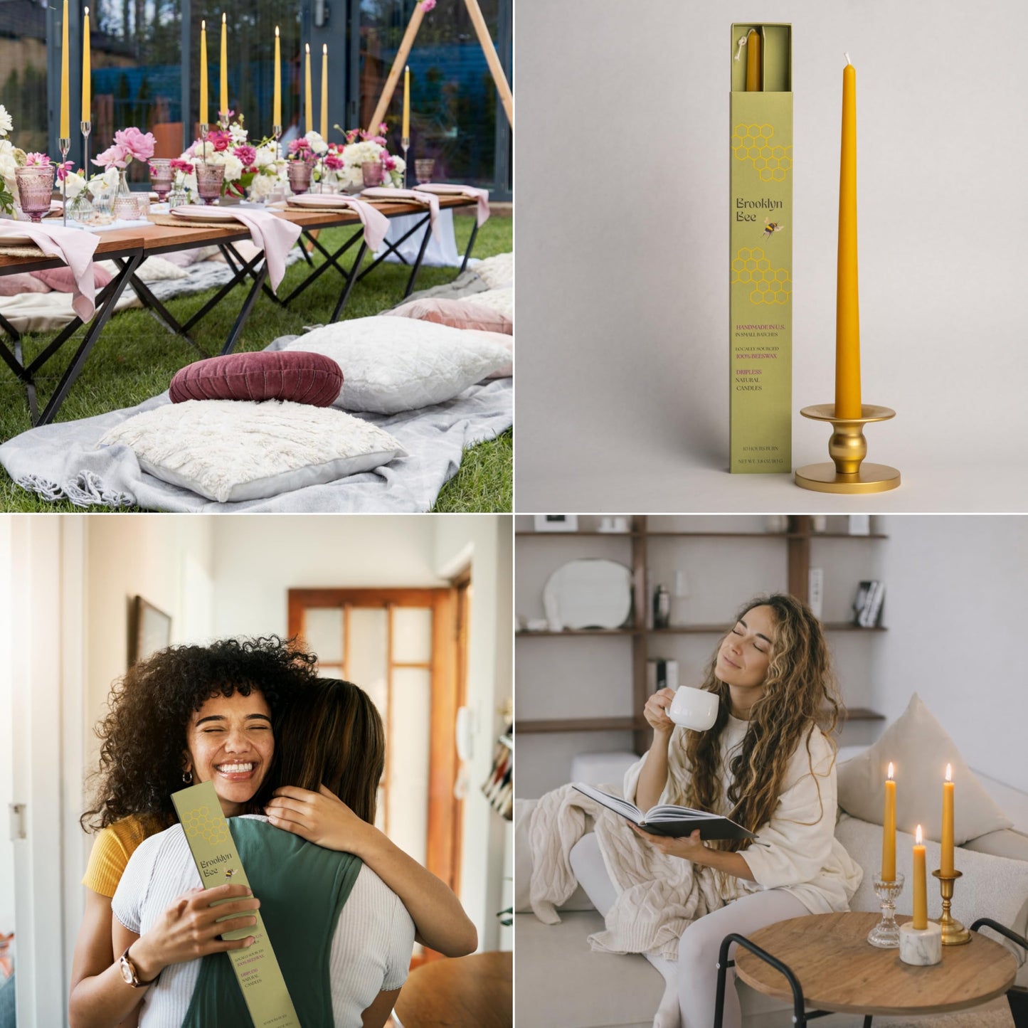 Premium 100% Pure Beeswax Taper Candles – Handmade in USA – Dripless, Non Toxic, 10+ Hour Burn – 11.5 in (Set of 2) – Made with Locally Sourced Beeswax
