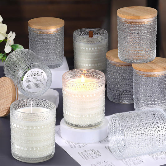DARJEN 12 Pack Clear Candle Jars for Making Candles- 8 OZ Empty Glass Candle Making Jars with Bamboo Lids and Labels, Candle Making Supplies Candle Containers for Home DIY