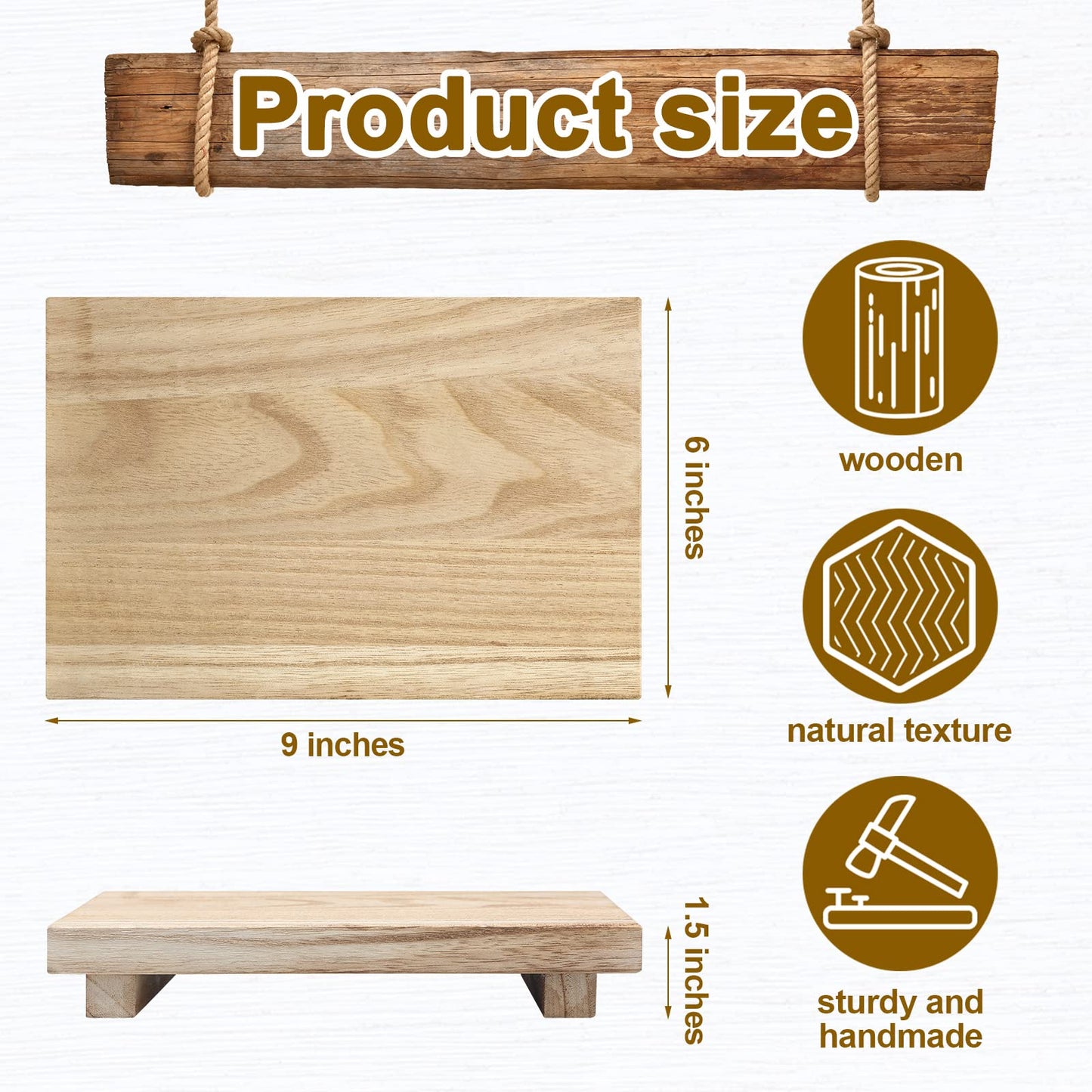 Nuogo Wood Riser Tray Soap, Stand Soap Tray for Kitchen Sink, Wood Pedestal for Kitchen Counter Sink Stand Decorative Rustic Bathroom Dishes Plant Bottles Candles Display(9 x 6 Inch,Natural)