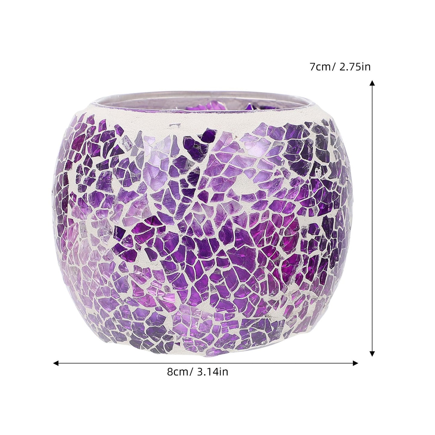 GANAZONO European Style Mosaic Glass Candleholder, Purple Tealight Candlestick for Romantic Dinner Table Decor, Home Ornament and Restaurant Centerpiece