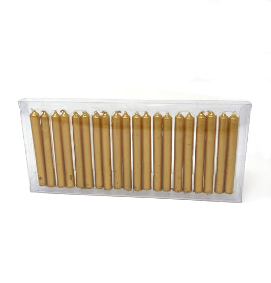 Vrinda® Set of 20-4" Mini Chime Ritual Spell Unscented Taper Candles – Ideal for Chime/Altar/Spell Work (Gold)