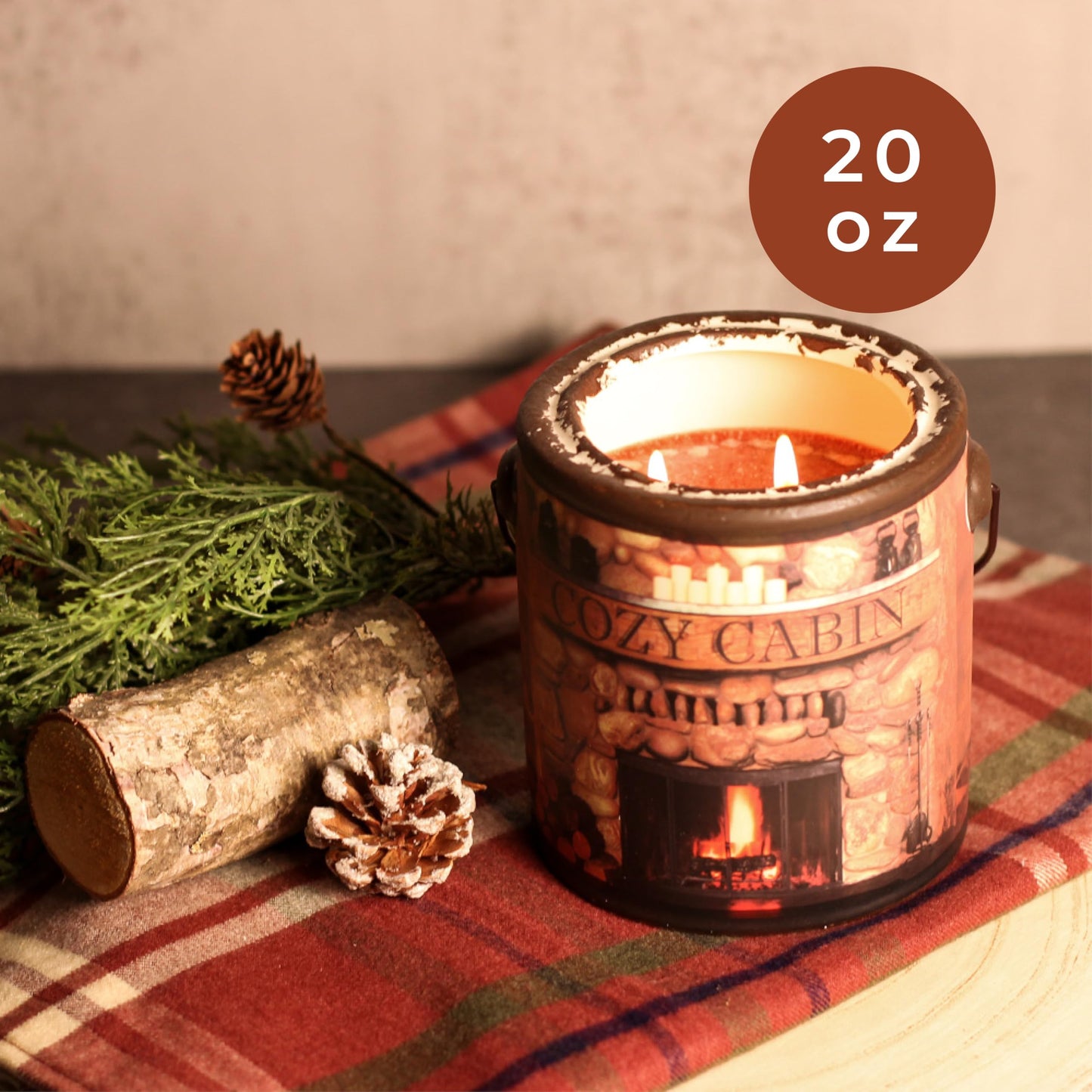 A CHEERFUL GIVER 95hr 20oz Scented Candle - Cozy Cabin - Multi-Wick Glass Candle - Gifts For Men and Women