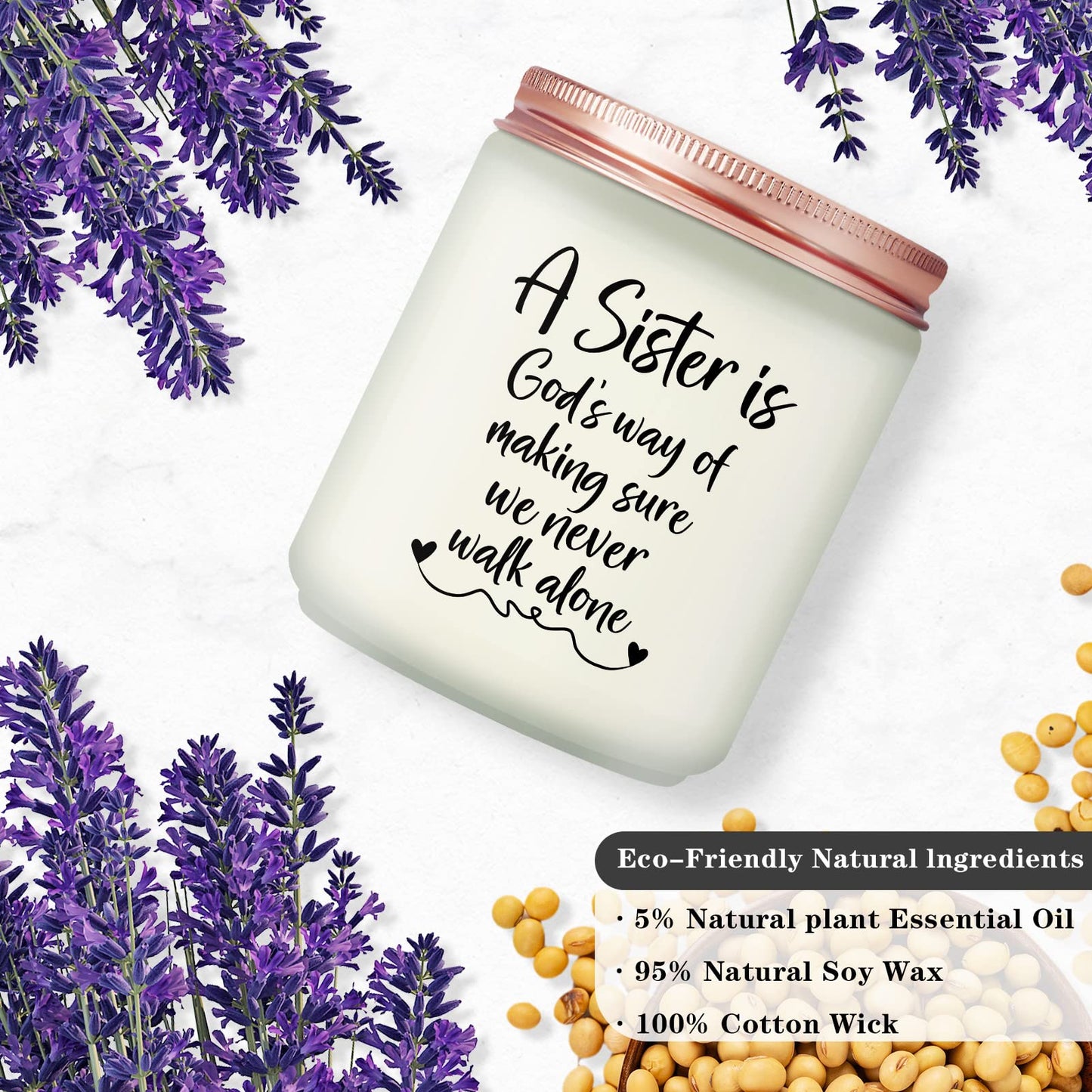 Maybeone Lavender Scented Candle - Sister Gift for Any Occasion - All Natural Soy Wax - 50 Hours Burn Time