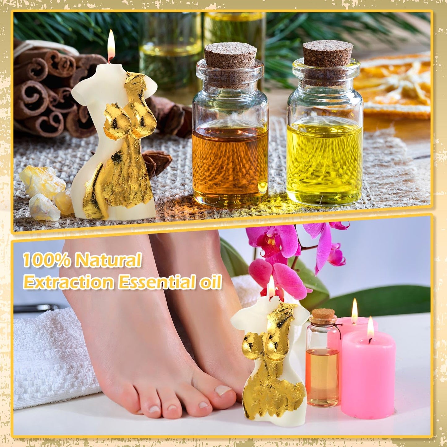 Nuanchu 2 Pcs Female Shaped Soy Wax Scented Candle Woman Bust Candle Handmade Scented Decorative with Gold Foil for Christmas Party Gifts Bedroom Bathroom Wedding Decor(Aesthetic,White)
