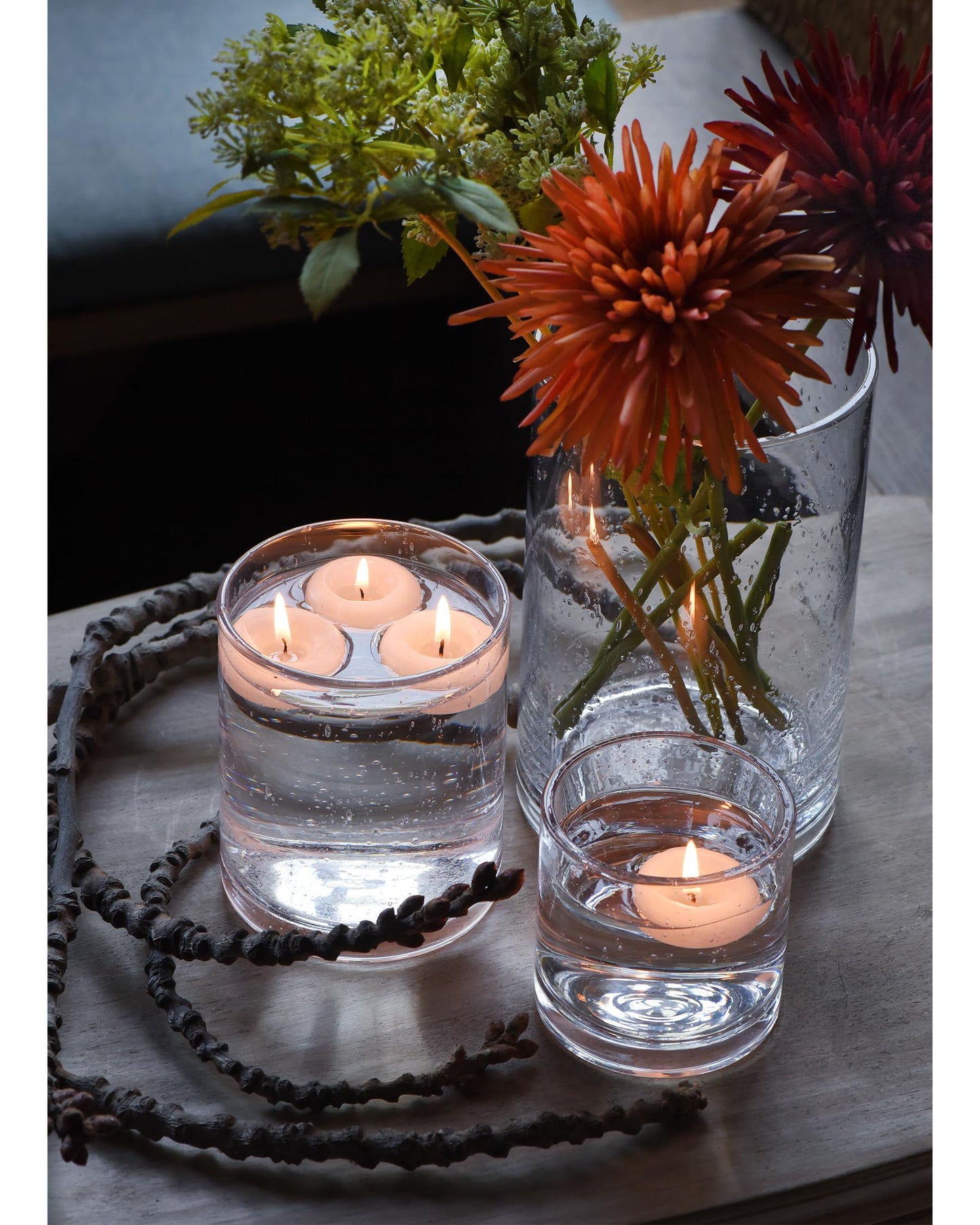 ARIAMOTION Glass Candle Holders Set, 3 Sizes 8" 5" 3.5" Height