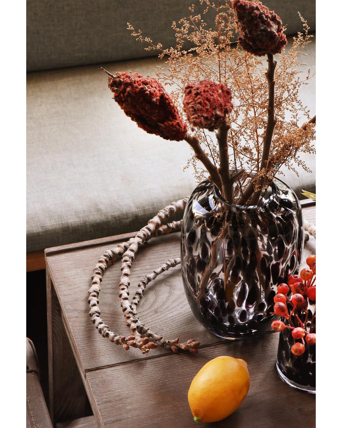 CONVIVA Glass Vase and Candle Holder Set, 3-Piece,Modern Fall Decor Table Centerpiece Thanksgiving Christmas Day Gift Idea,Flower Vase Black Tortoise Pattern
