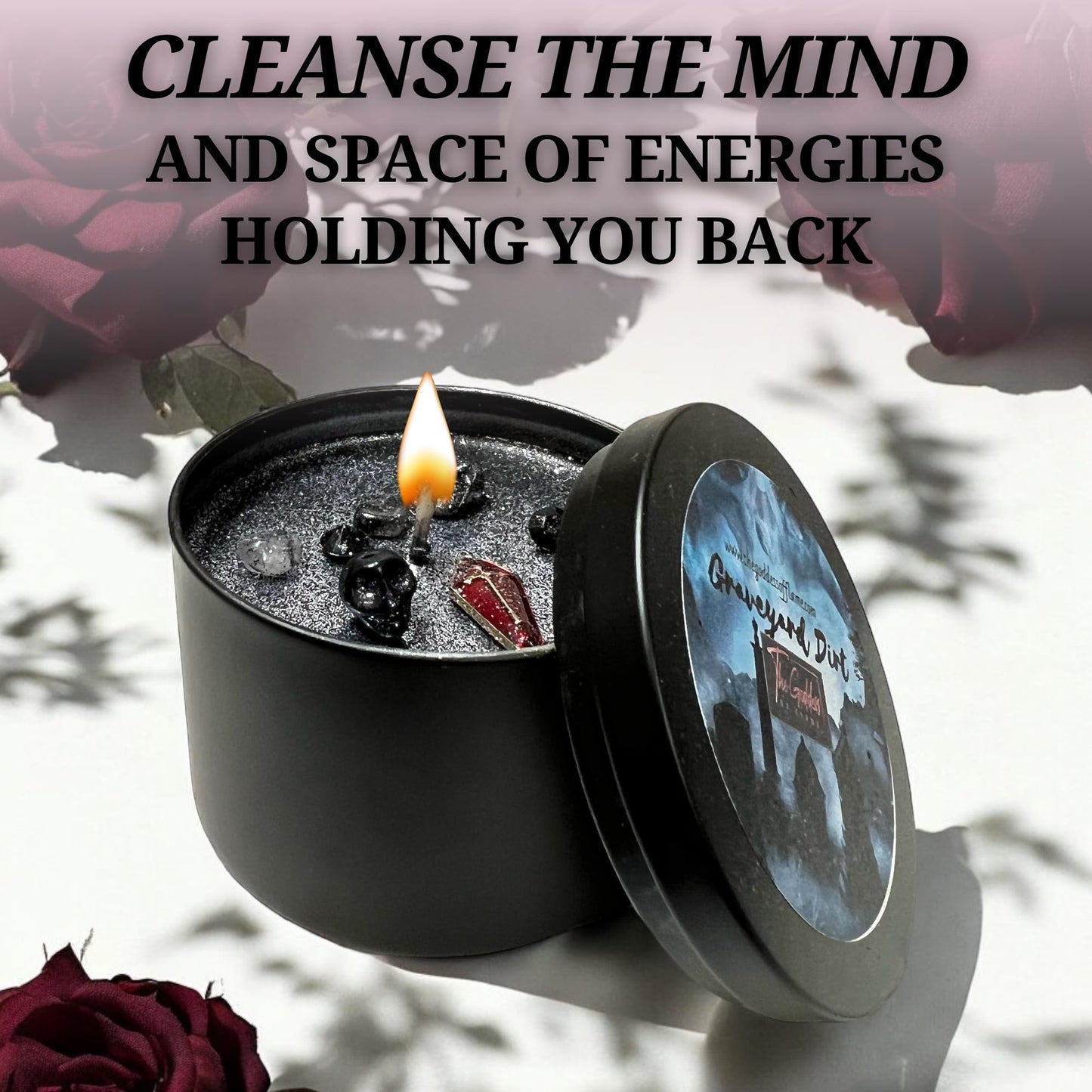 Graveyard Dirt Spiritual Spell Candle for Necromancy, Protection and Banishing|Remove hexes and Bad luck | All Natural & Organic Coconut Wax Candle for House Energy Cleansing Purification (8oz)