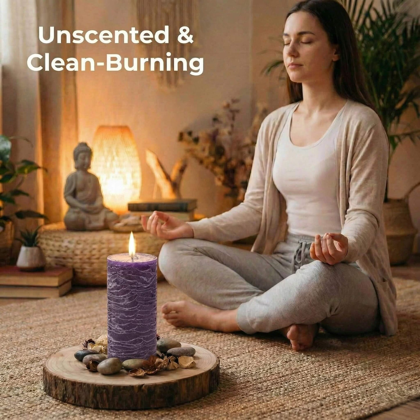 Richland Set of 3 Pillar Candles 3" x 6" Unscented (Purple Rustic) for Weddings Home Holidays Relaxation Spa Church