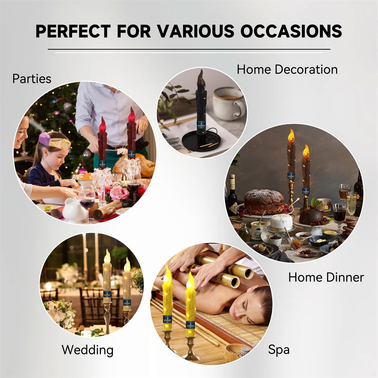 Gedengni Magical Candlesticks Flameless Taper Candle, 2pcs Red LED Tapered Candles Remote Dipped Candle 6inch Battery Chandelier for Enchanting Weddings and Harry Potter Inspired Vigils(LW4P-RE)