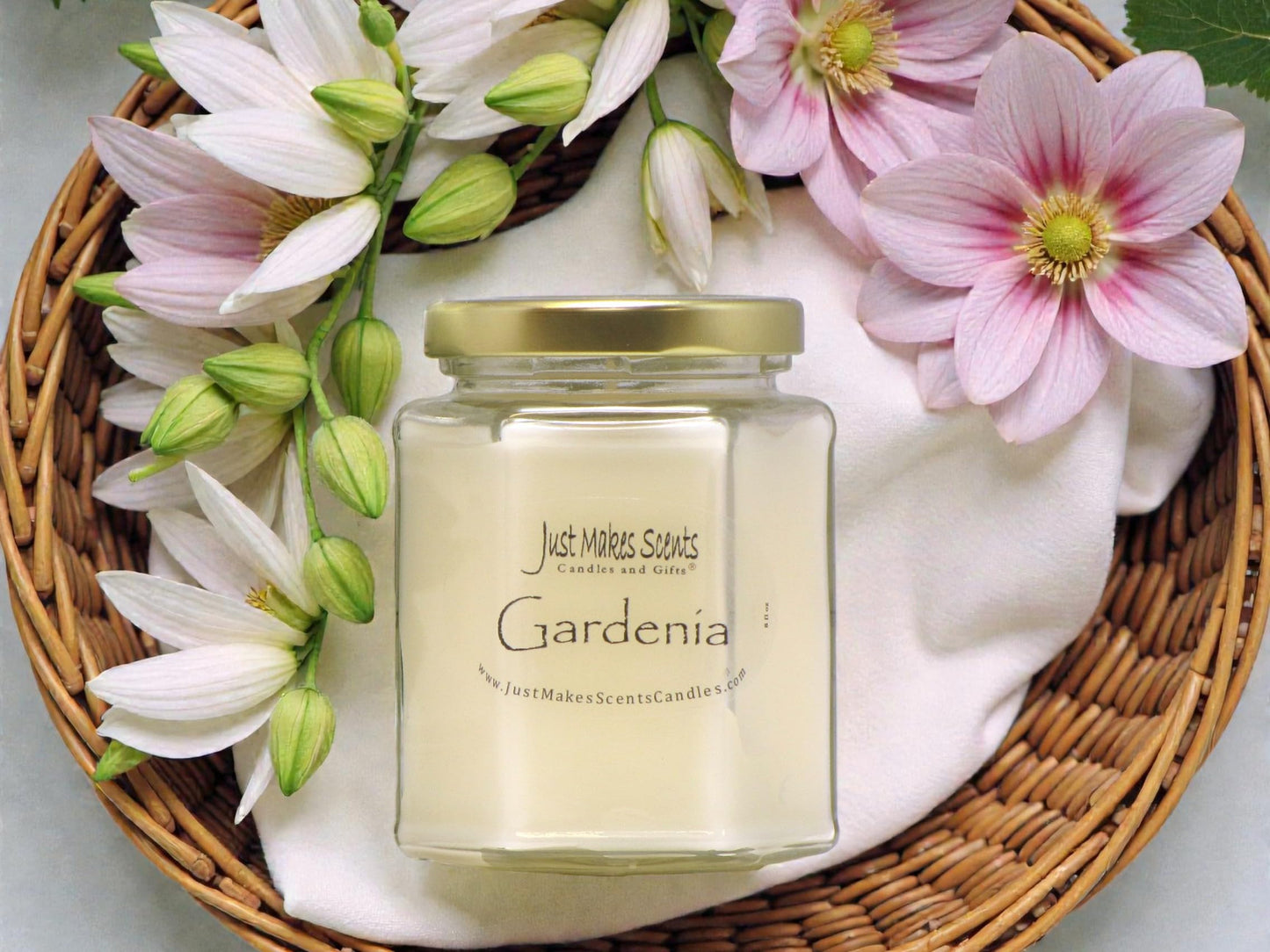 Gardenia Scented Blended Soy Candle | Long Lasting Spring Floral Fragrance | Hand Poured in The USA by Just Makes Scents