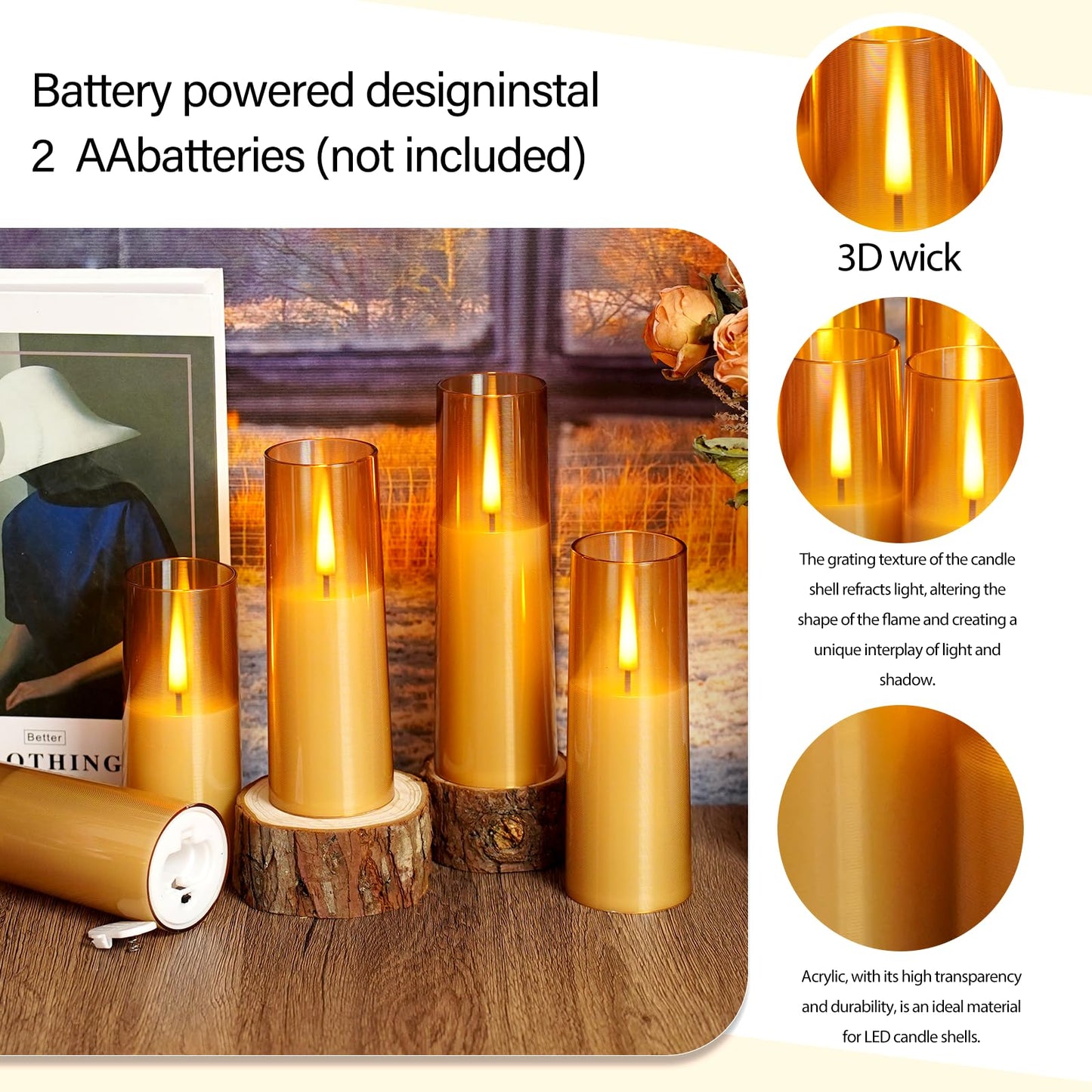 Sasigeiaa Flickering Flameless Candles,Battery Operated, Flameless Candles with Remote, 2/4/6/8 Hour Timer, Realistic Jumping Flame Effect, Perfect for Home Decor, Holiday Decoration Pcs 9 (Gold)