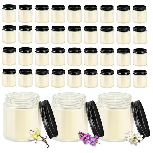 ACITHGL 36 Pcs 4oz Mini Mason Jar Candles Small Scented Candles Bulk Aromatherapy Ideal Souvenir Favors for Wedding Birthday Party (Vanilla, Lilac, Gardenia, Black)
