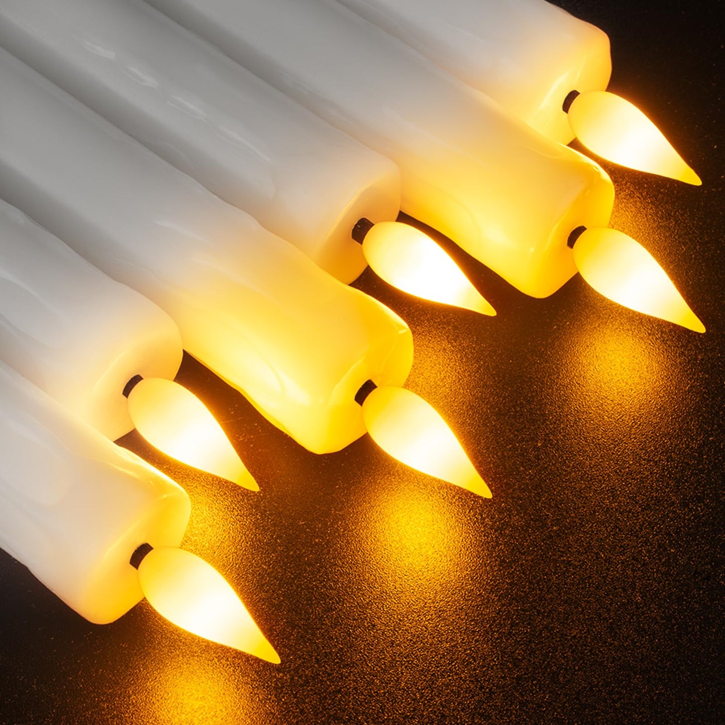 Homemory Real Wax Flameless Taper Candles with Remote Timer, 9.6 Inches White LED Flameless Candlesticks, Dripless Battery Operated Window Candles Flickering Pack of 2 for Fireplace Xmas Halloween