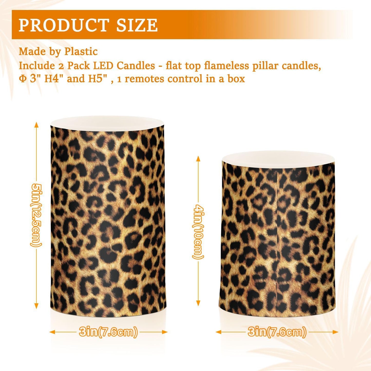 BOENLE Flickering Flameless Candles, Leopard Texture LED Candles with Remote Timer, Set of 2 Battery Operated Candle for Valentine Wedding Birthday