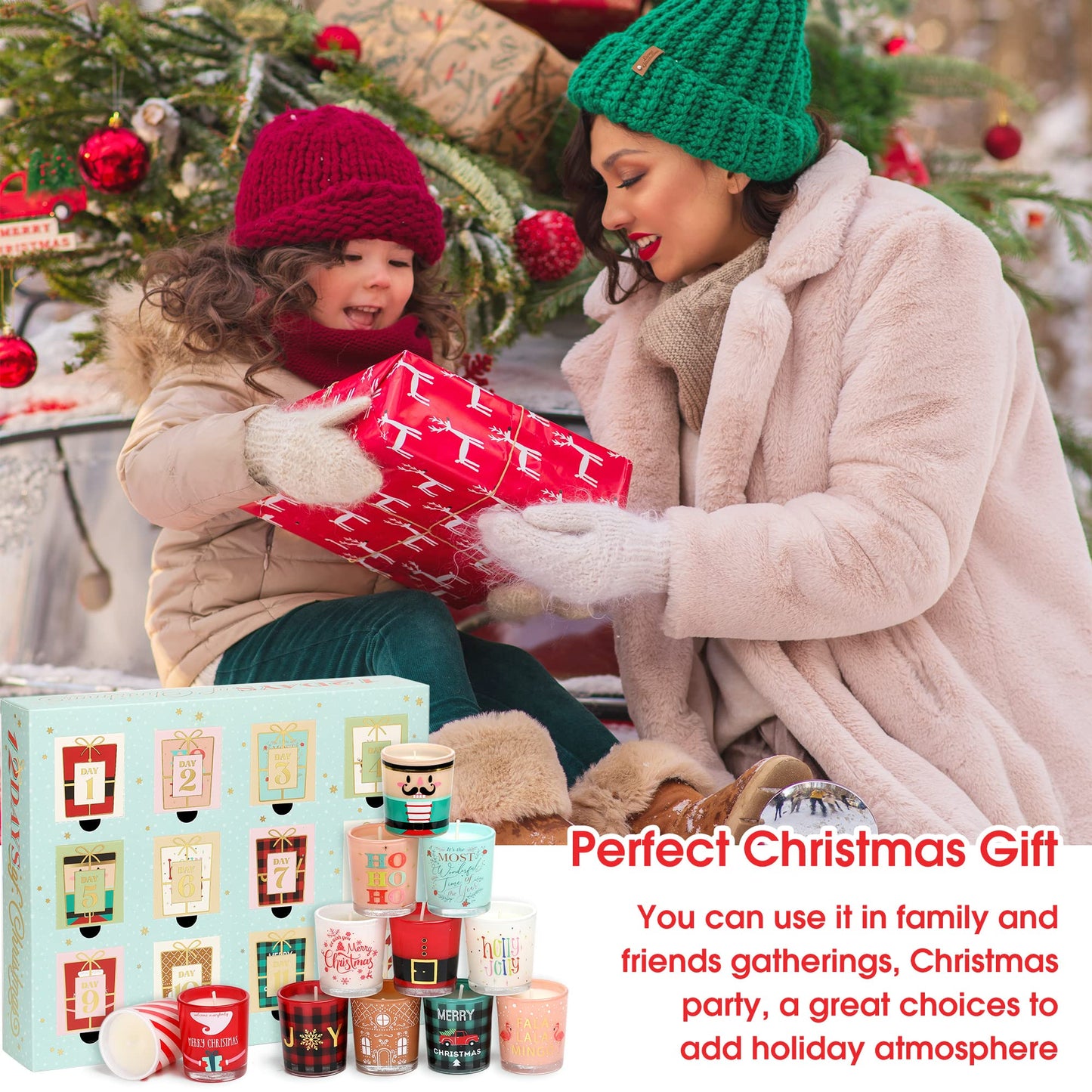 12 Days Christmas Scented Candles Gift Set for Women Advent Calendar Candle Gift 12PCS 1 oz Soy Wax Candles Christmas Birthday Gifts for Men