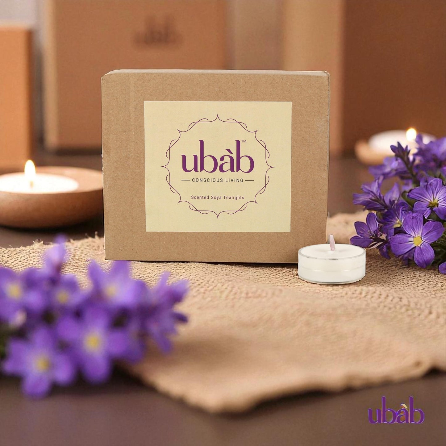 Ubab Handcrafted Scented Tealight Candle I Eco-Friendly Premium Soy Wax I Lavender Bliss I Set of 20 (38 cm X 15 cm)Tealights I 12 gm each I Upto 4.5 HRS Burn Time each I Premium Aromatherapy Candles