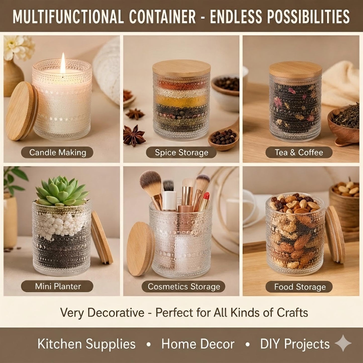 DARJEN 12 Pack Clear Candle Jars for Making Candles- 8 OZ Empty Glass Candle Making Jars with Bamboo Lids and Labels, Candle Making Supplies Candle Containers for Home DIY
