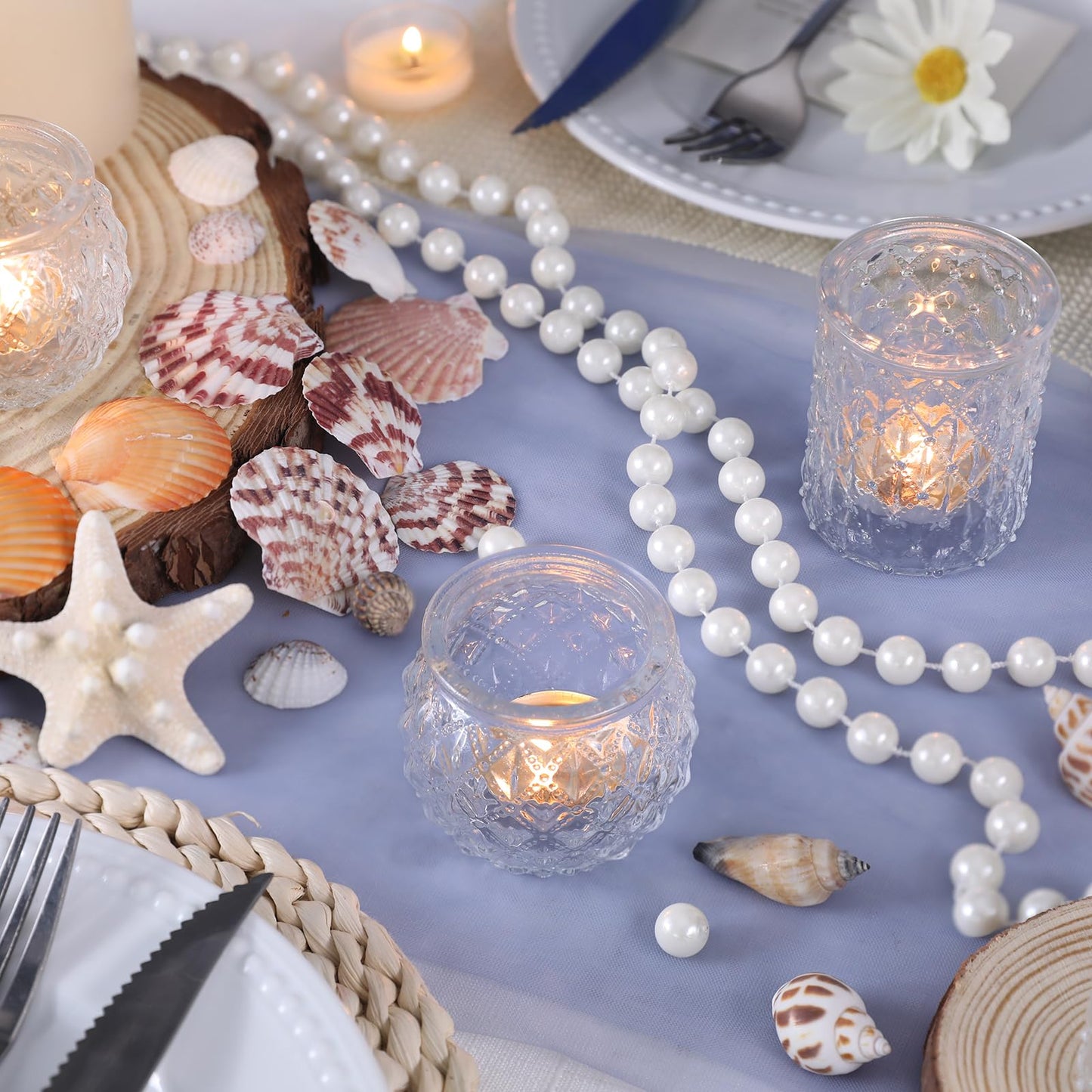 DARJEN Clear Votive Candle Holders Set of 36- Round Glass Candle Holders Bulk for Tea Light Candle, Embossed Candle Votives for Wedding Centerpiece, Various Parties & Home Decor