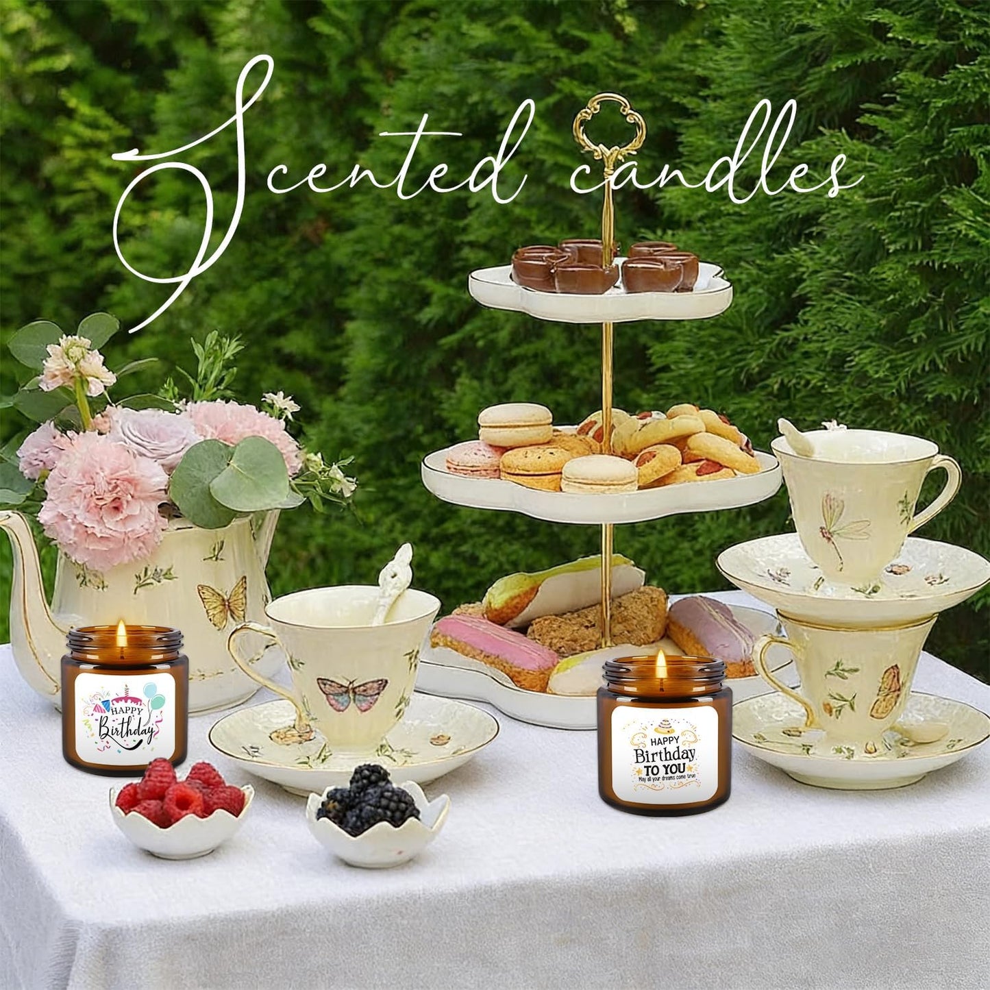 12-Pack Birthday Scented Candles, 3.05 oz Each, Natural Soy Wax, Long-Lasting Romantic Fragrance, Funny Happy Birthday Gift Set, Unique Gifts for Women Men, Gift-Ready
