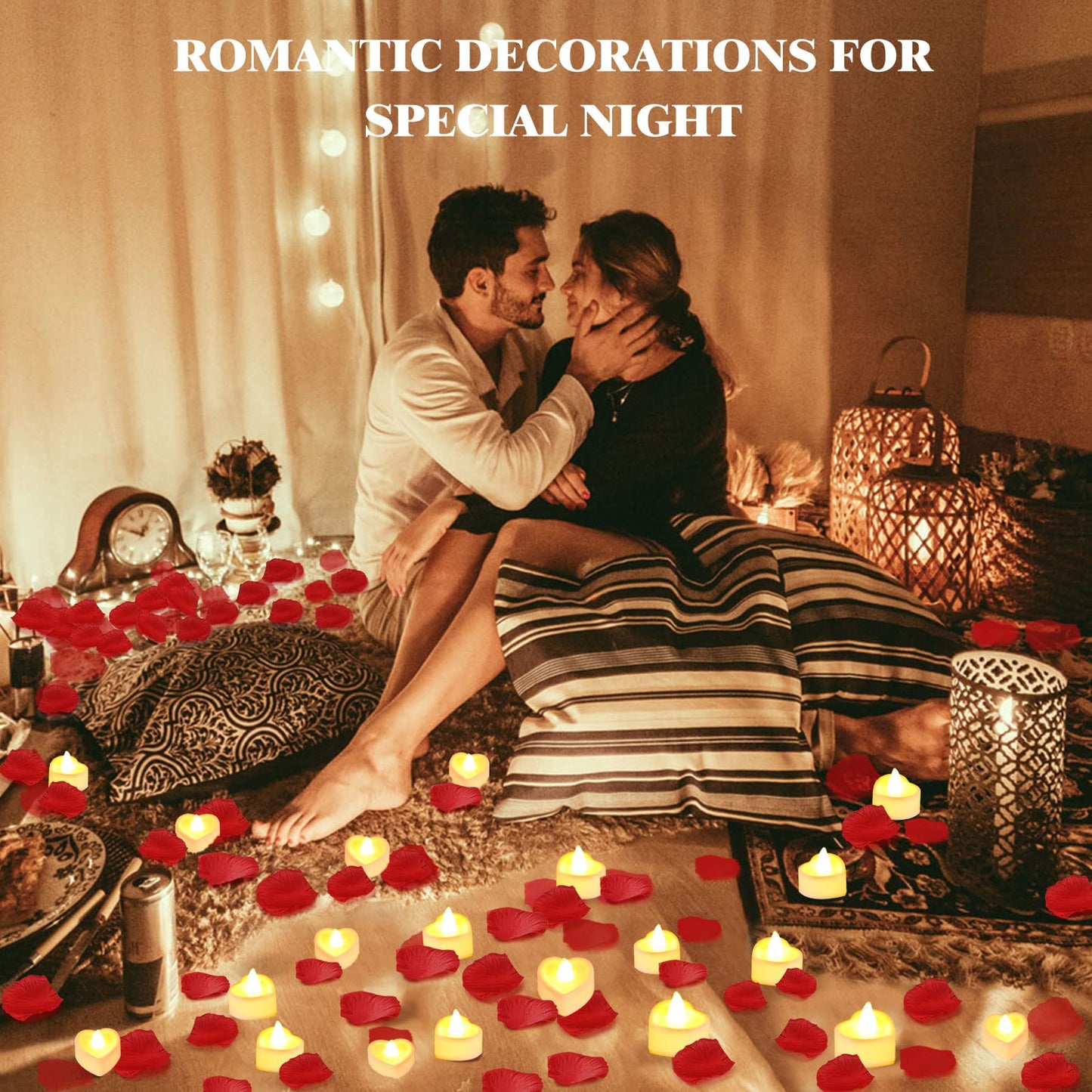 VIPbuy 7000 Pieces Artificial Rose Petals with 72 Pcs Flameless LED Candles Battery Operated Led Tea Lights Candles Romantic Decoration Set