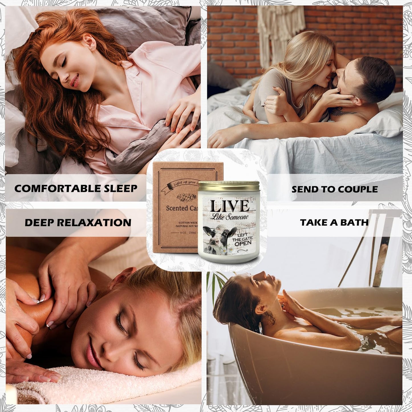 CIOJUNE Live Like Someone Left The Gate Open Cedar Scented Candles - Cow Candle, Cow Gifts for Women Cow Lovers, Cute Cow Gifts, Farmhouse Candles, Cow Stuff for Women