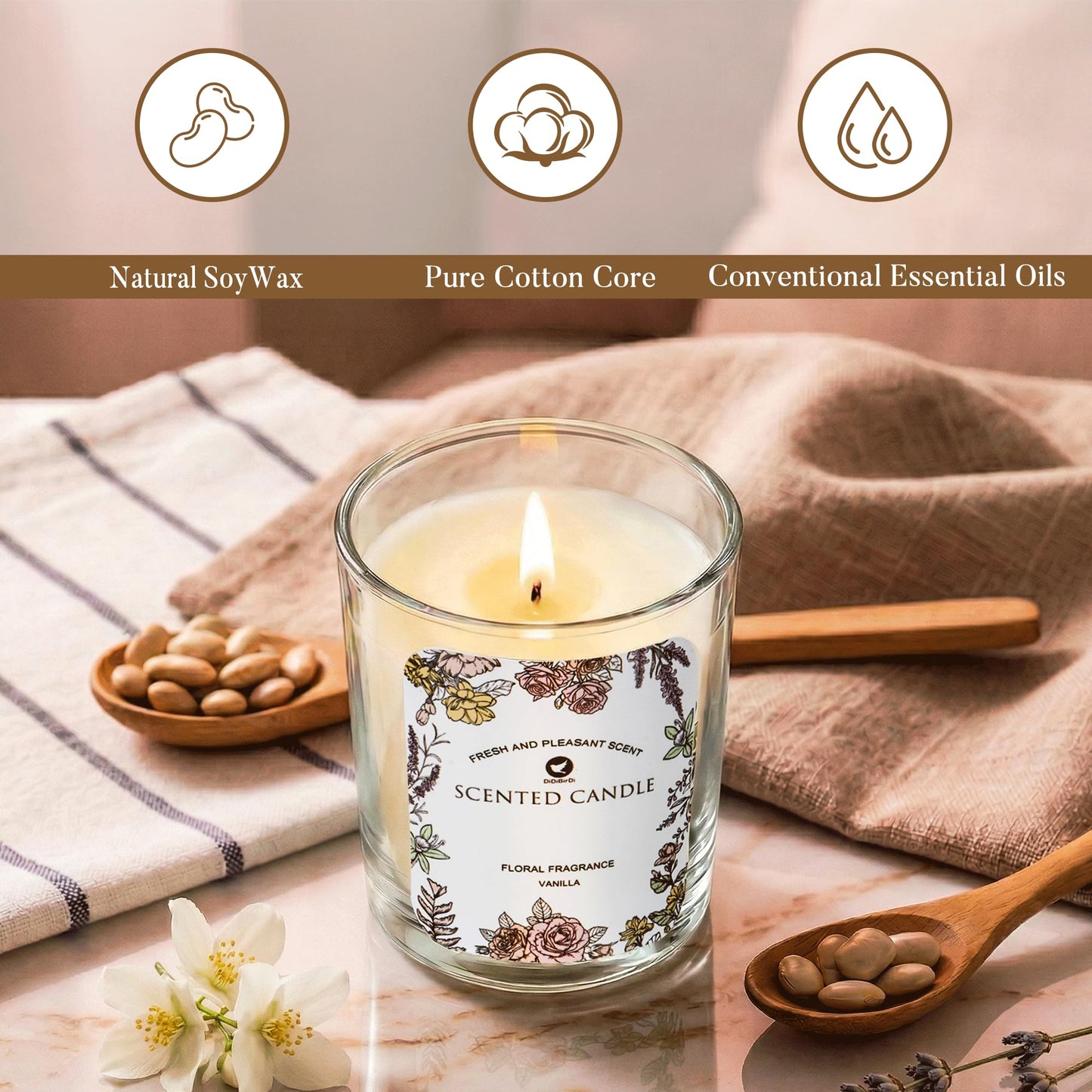 99BOX Scented Candle Set 4 Pack,Soy Wax Candles— Rose, Vanilla, Jasmine, for Birthdays, Weddings, or Any Romantic Moment of Relaxation