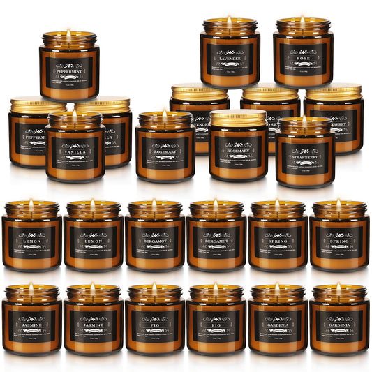 24 Packs Scented Candles for Home, 3.05oz，Soy Wax Aromatherapy Candles with 12 Fragrances, Smokeless Natural Essential Oil Candles for Relaxation, Gifts, Parties, Yoga,Home Decor