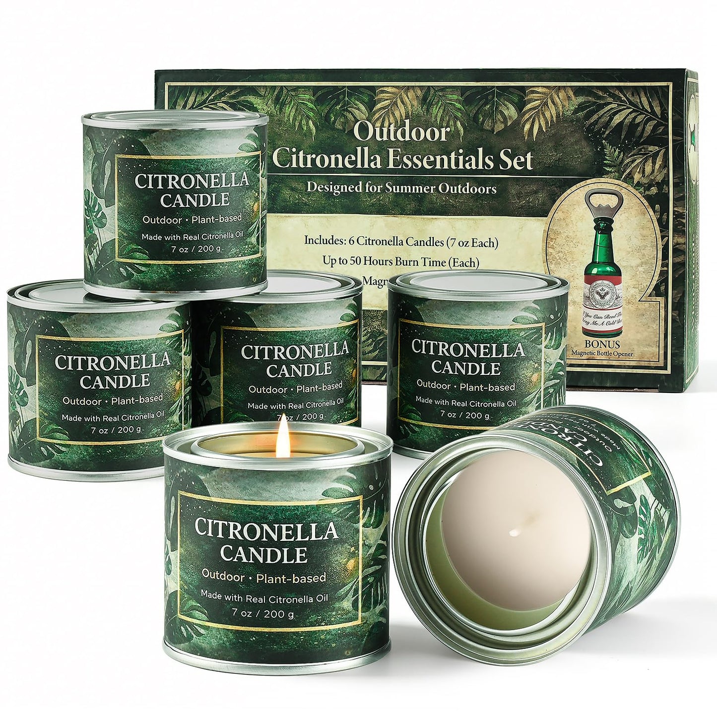 Citronella Candles Outdoor 6 Pack,42 Oz 300 Hours Long Lasting Burn Citronella Candles,Citronellas Candle Set with Fresh Citronellas Oil and Natural Soy Wax for Camping,Garden,Patio,Yard,Balcony