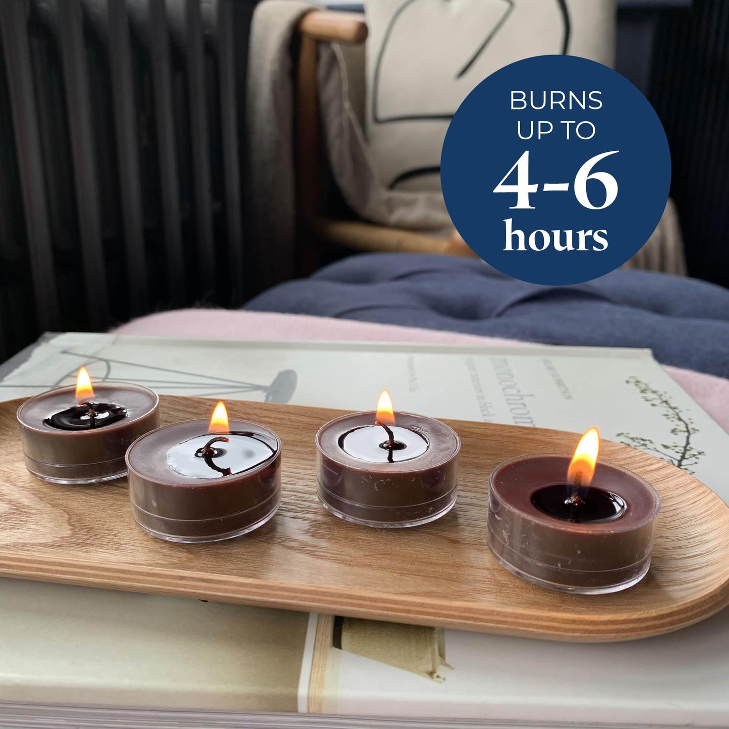 PartyLite Tea Lights Candles, Amber and Smoked Patchouli with Lavender Scent, Gift Set of 12, Aromatherapy with up to 4 to 6 Hours Burn Time, Ideal for Home Decor, Holiday Gifting & Celebration