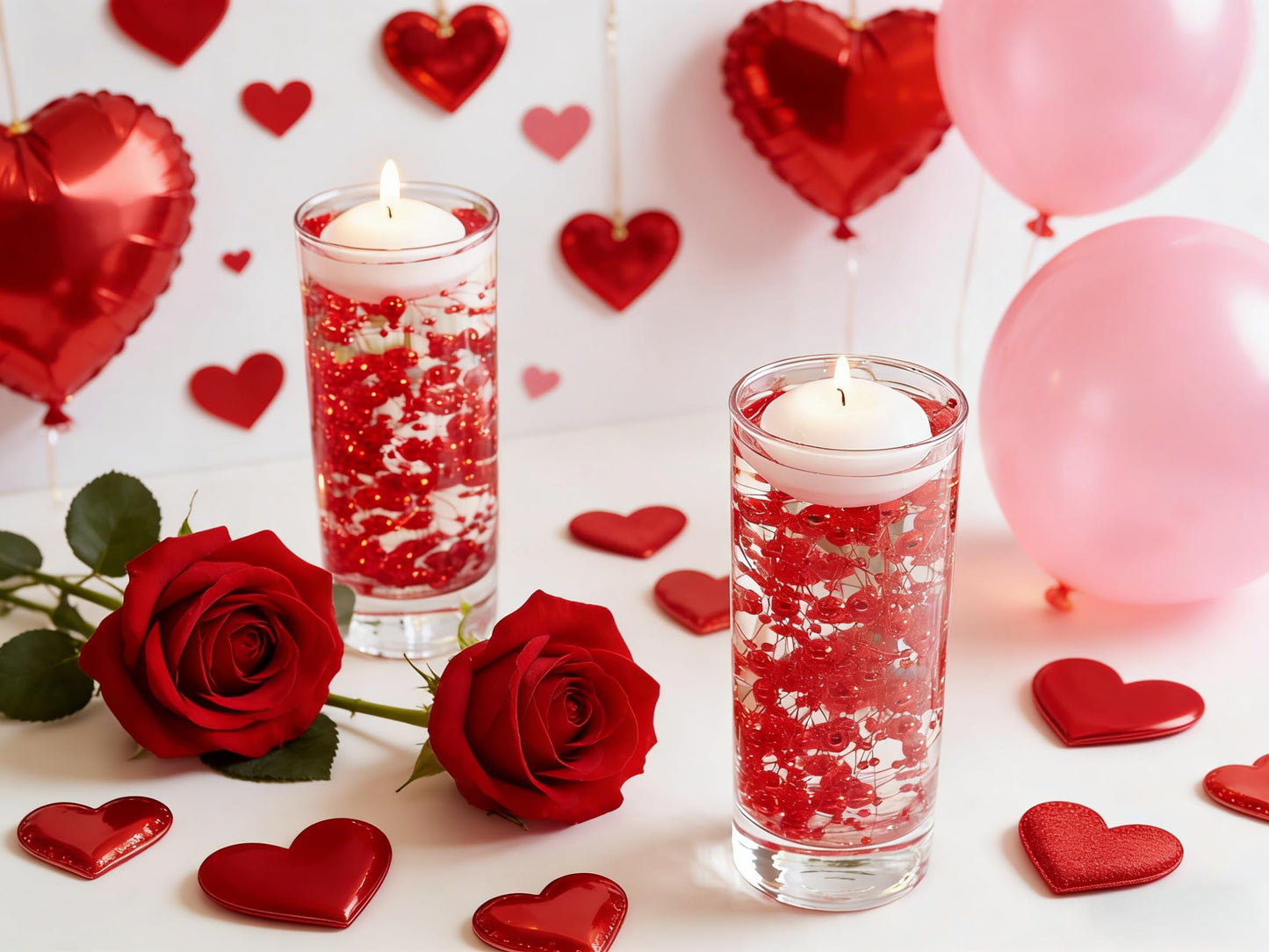YATOJUZI 30 PCS Artificial Pearl String Red Vase Filler Floating Pearls for Vases Centerpieces Faux Pearl Beads String Decorations Wedding Holiday Party Decor