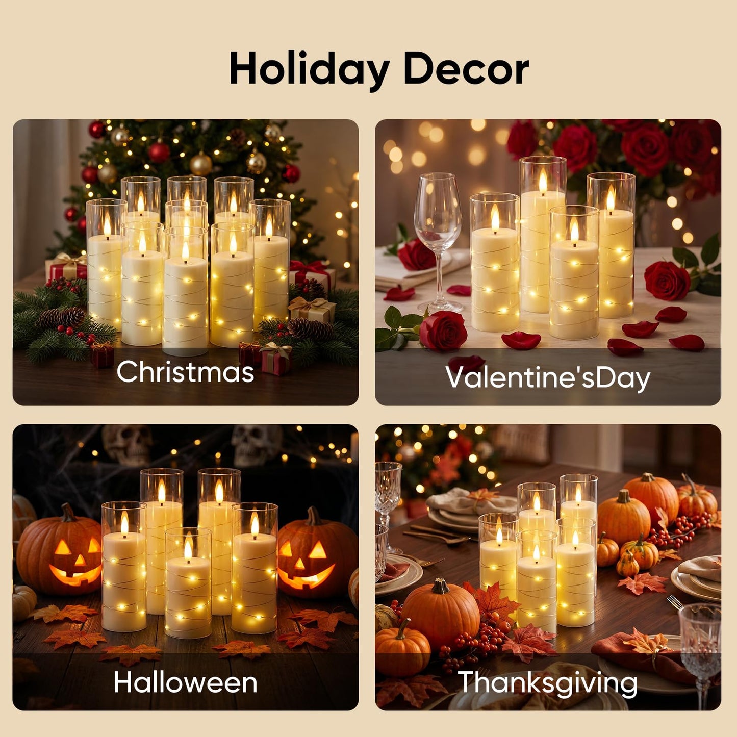 Homemory Flameless Candles with Remote Timer, Clear Acrylic Flickering LED Pillar Candles with Embedded Fairy String Lights, Battery Operated Candles for Wedding Fireplace Lantern Home Decor, Set of 9