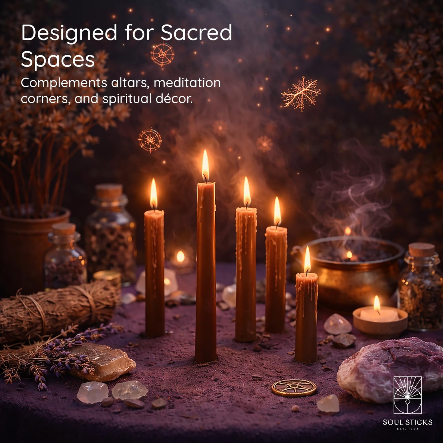 SOUL STICKS Gaia Magic Spell Chime Taper Candles 20 Pack - Ideal for Altar, Rituals, Ceremonies, Meditation Brown Chime Candle for Witchcraft Supplies, Wiccan Supplies, Candles Clearance