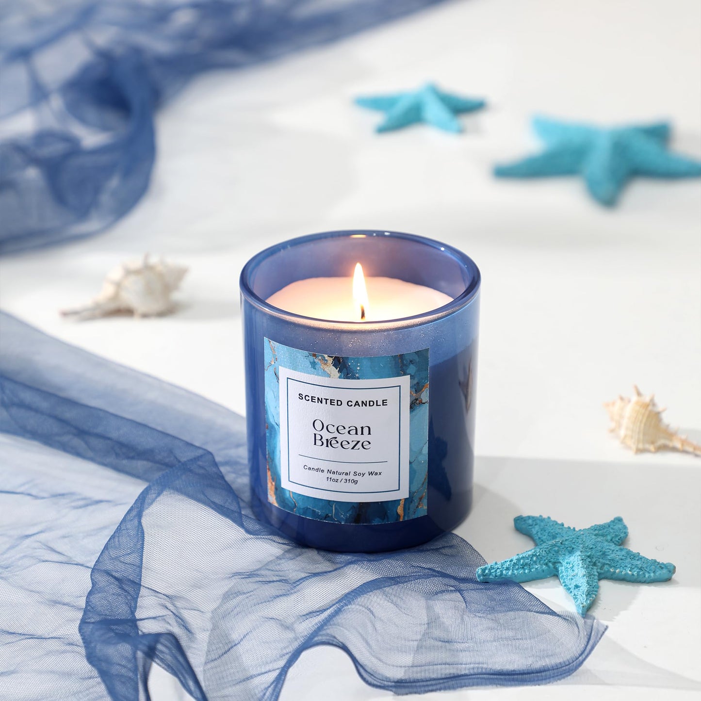 Ocean Breeze Candle,Summer Scented Candle,Natural Soy Wax Candles for Home Scented,Candle Gift for Women Men,11 oz