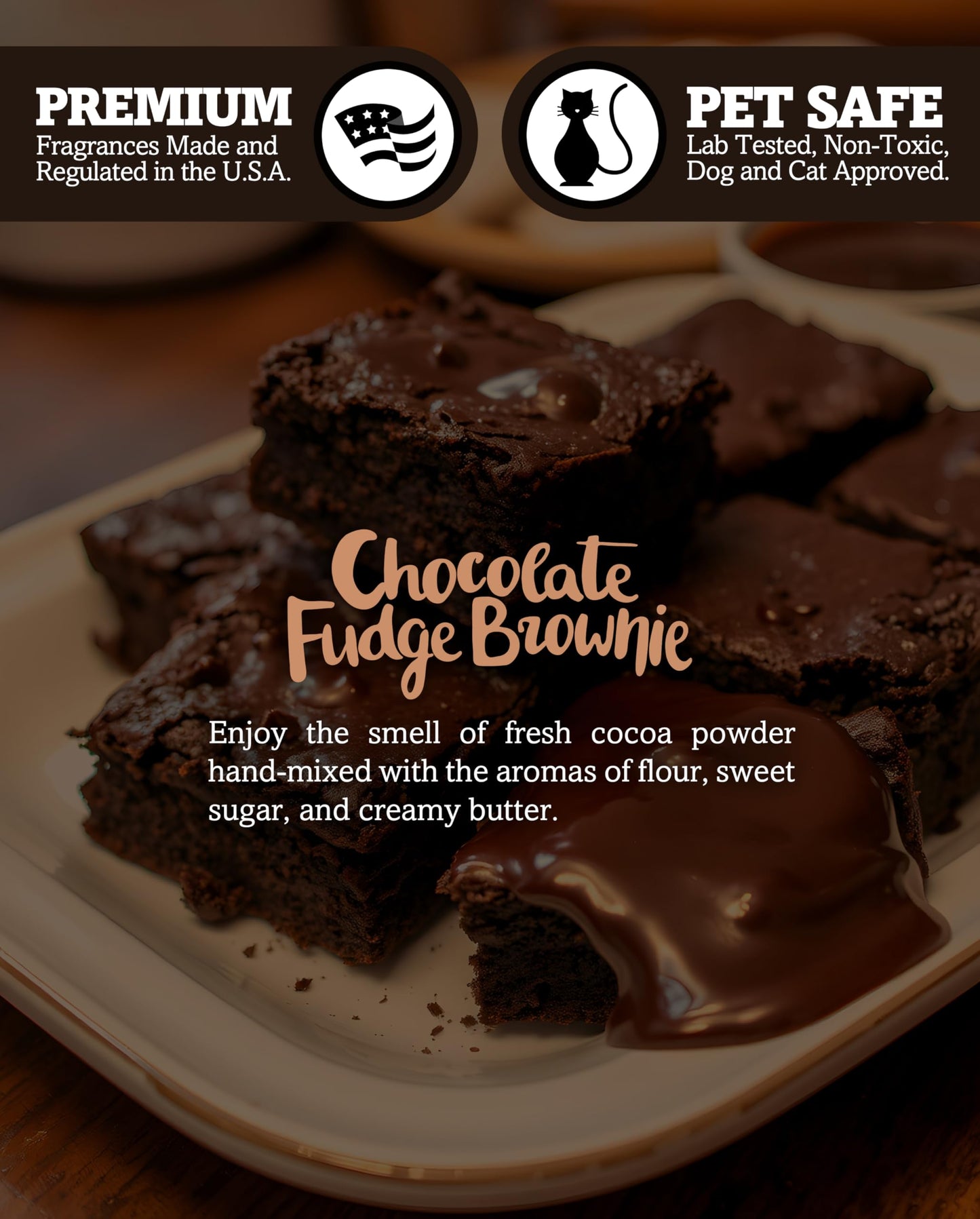 Chocolate Fudge Brownie Scented Natural Soy Candle, Essential Fragrance Oils, 100% Soy, Phthalate & Paraben Free, Clean Burning, 9 Oz.