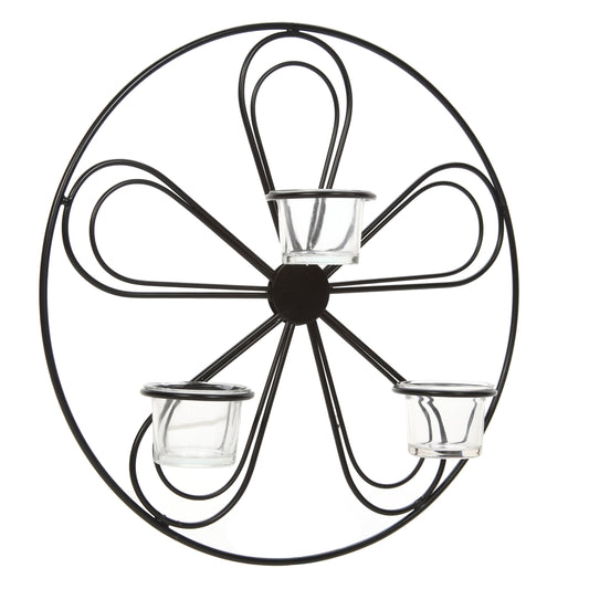 Hosley Large Floral Wall Sconce 13.5 Inch Diameter Tea Light Candle Holder LED Farmhouse Ideal Gift for Weddings, Special Occasions, and for Wall Decor, Home, Spa, Aromatherapy, Reiki.
