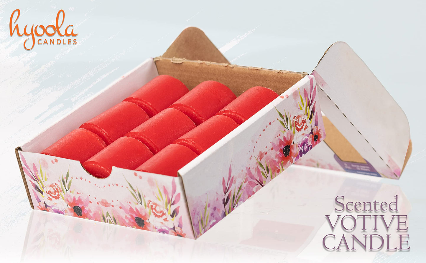 HYOOLA Scented Votive Candles - Strawberry Votive Candles -12 Hour Burn Time - 9 Pack - European Made