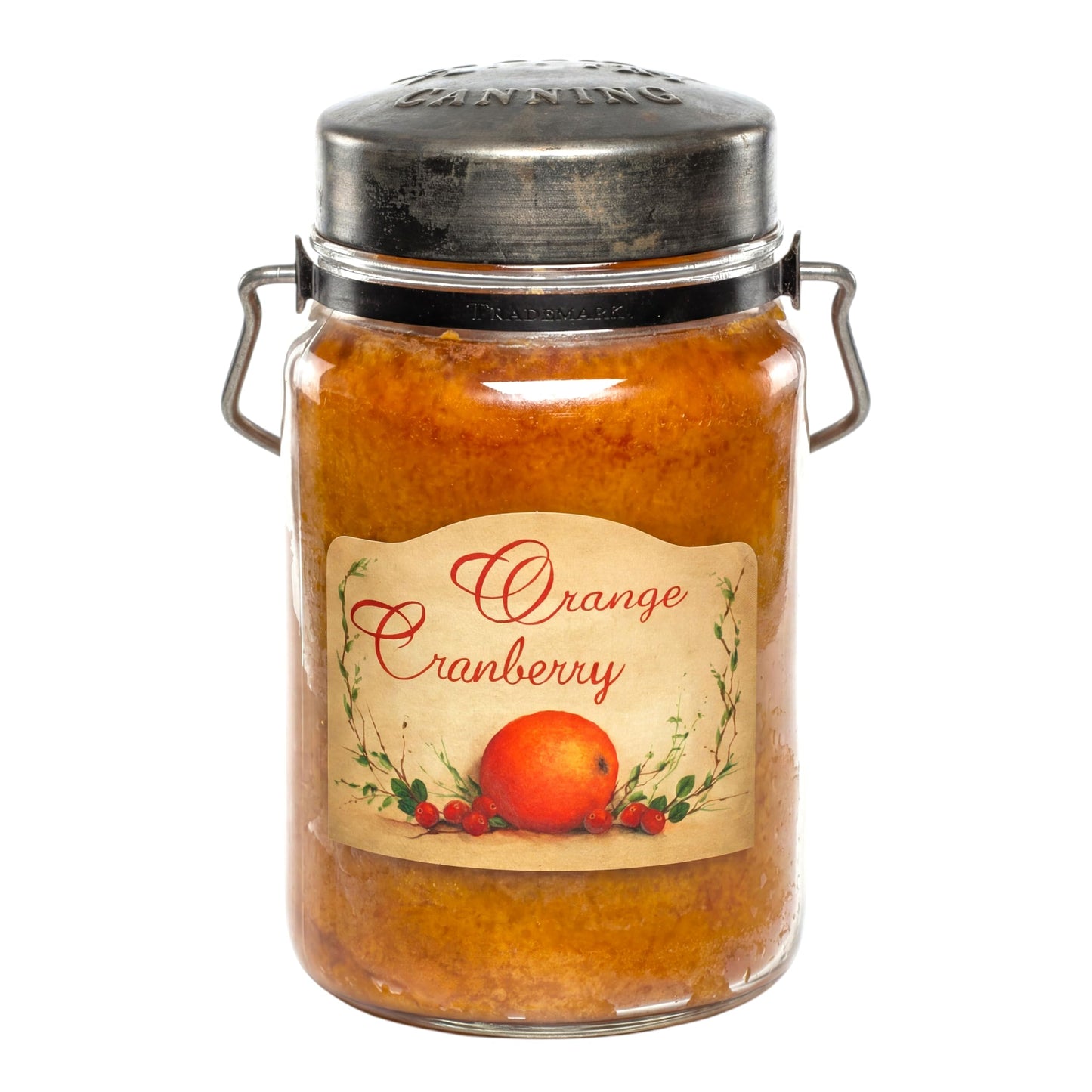 McCall’s Candles | Orange Cranberry | 26 oz Scented Candle | USA-Poured | Vintage Rustic Jar with Carrying Handle | Bright Citrus & Spiced Berry Fragrance