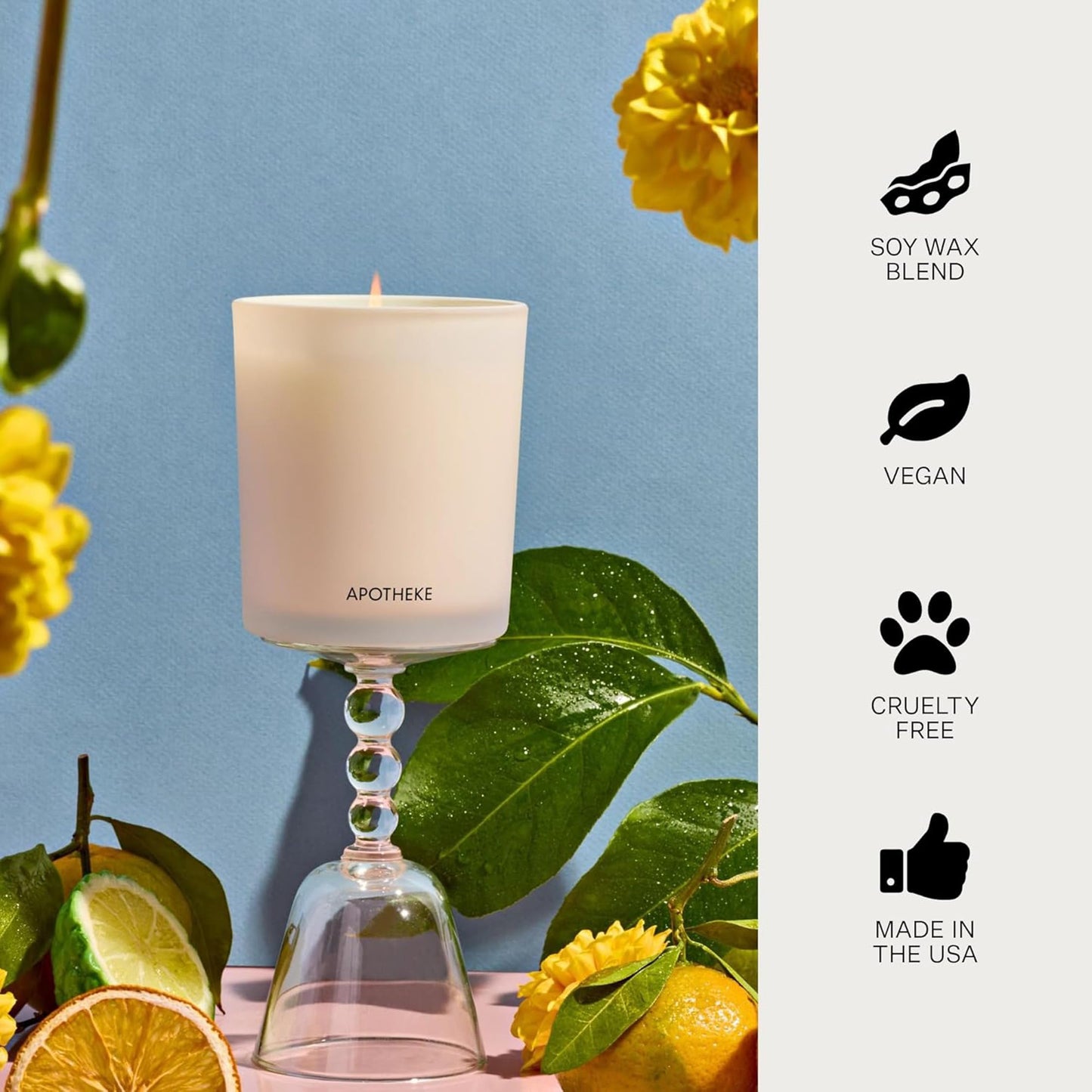 Apotheke Signature Scented Candles for Home, Bergamot Tangerine - 10.5 oz - Soy Wax, Non Toxic, Large Jar White - Luxury Candle Gifts for Women & Men - Vanilla, Amber, Dahlia, and Champagne