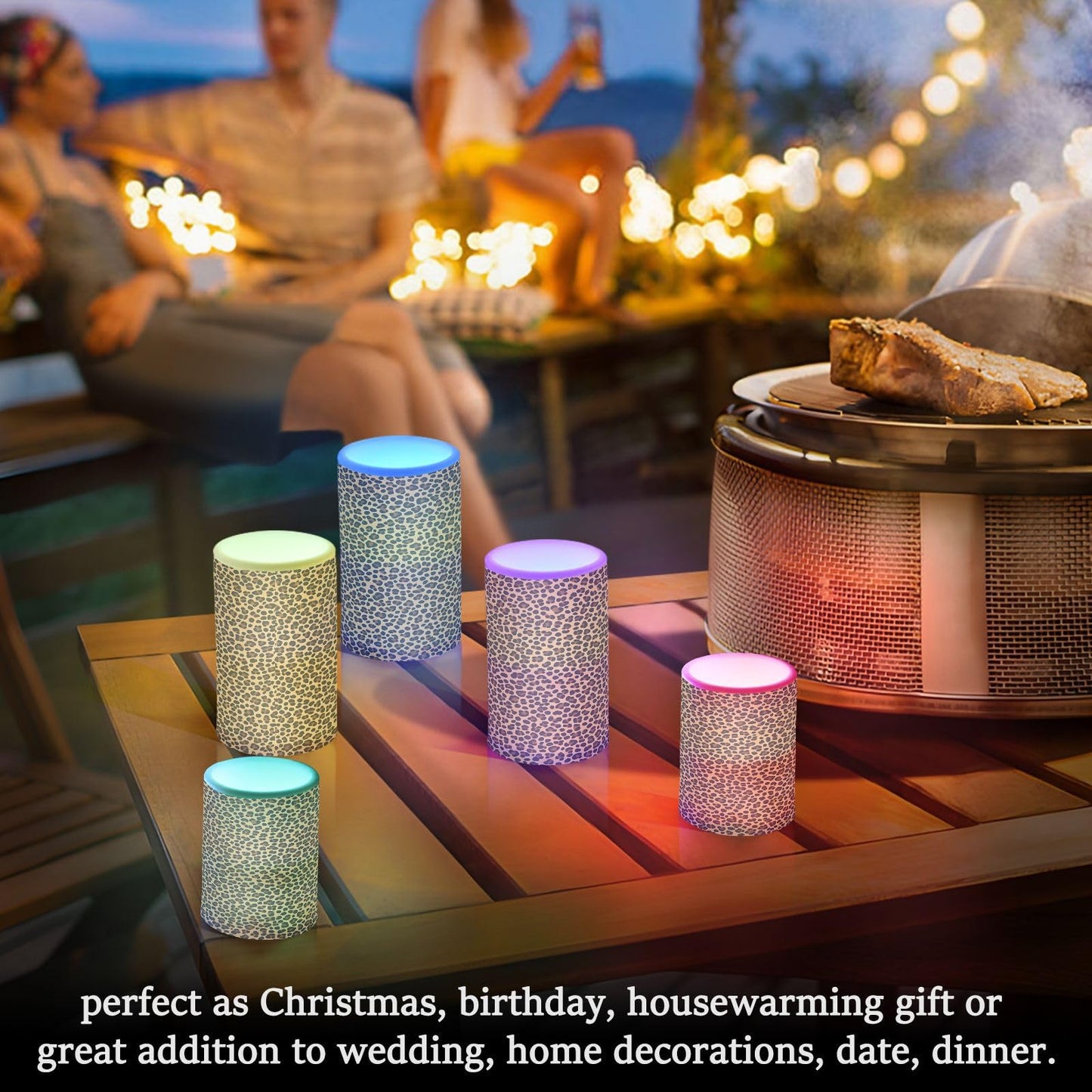 panksolu Flickering Flameless Candles, Brown Leopard Print LED Candles with Remote Timer, Battery Operated Candle for Wedding Halloween Christmas Decor - Set of 2