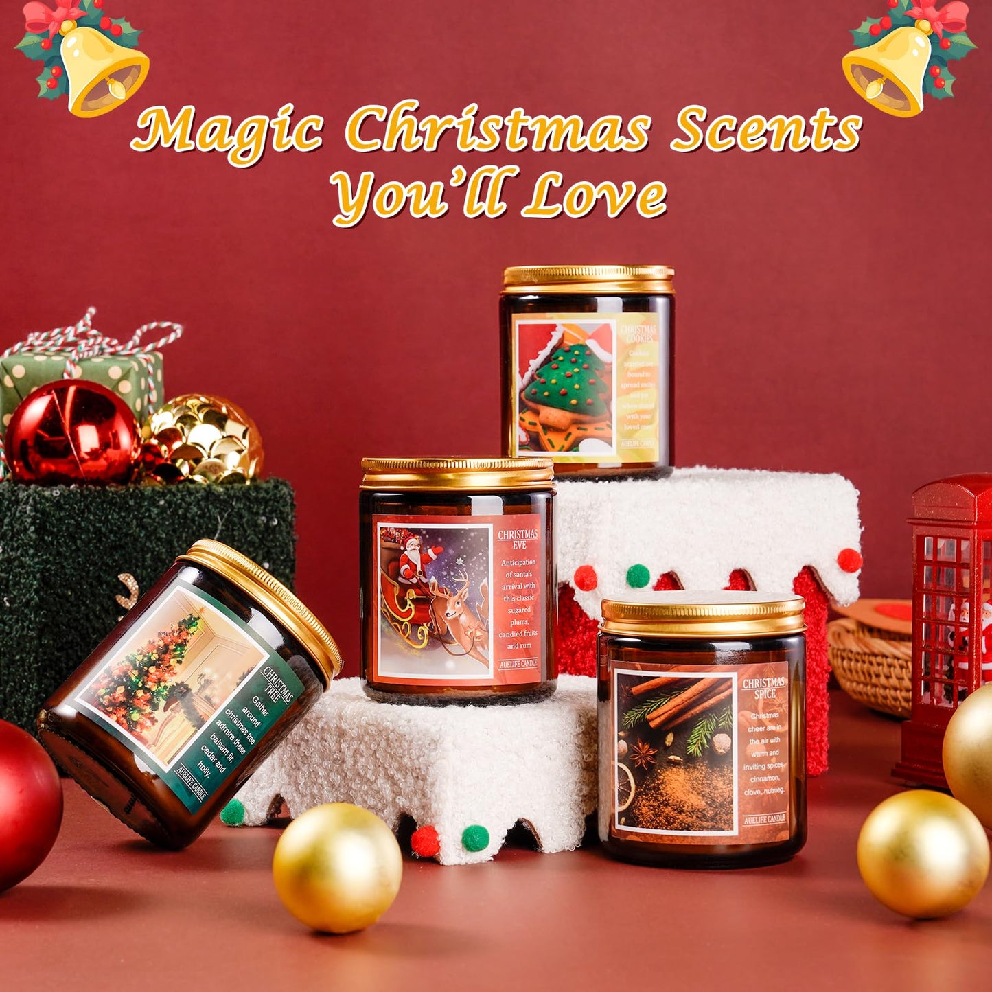 Christmas Tree Candle - Christmas Scented Candle, Aromatherapy Jar Candle for Home - Xmas Holiday Gifts for Women and Men, Soy Wax Candle for Home Scented, Cozy Winter Decoration, 7 oz