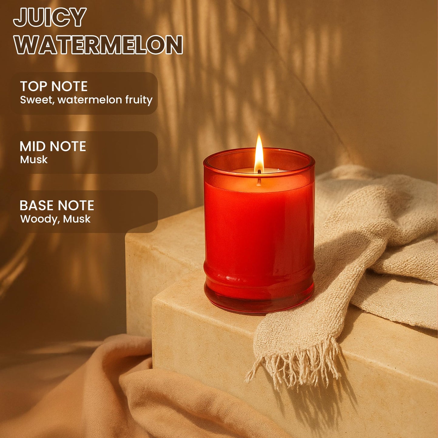 Lifescapes Scented Glass Candle - Juicy Watermelon, 160g | 28 Hours Approximate Burn Time | Premium Tumbler Design for Home Decor and Relaxation