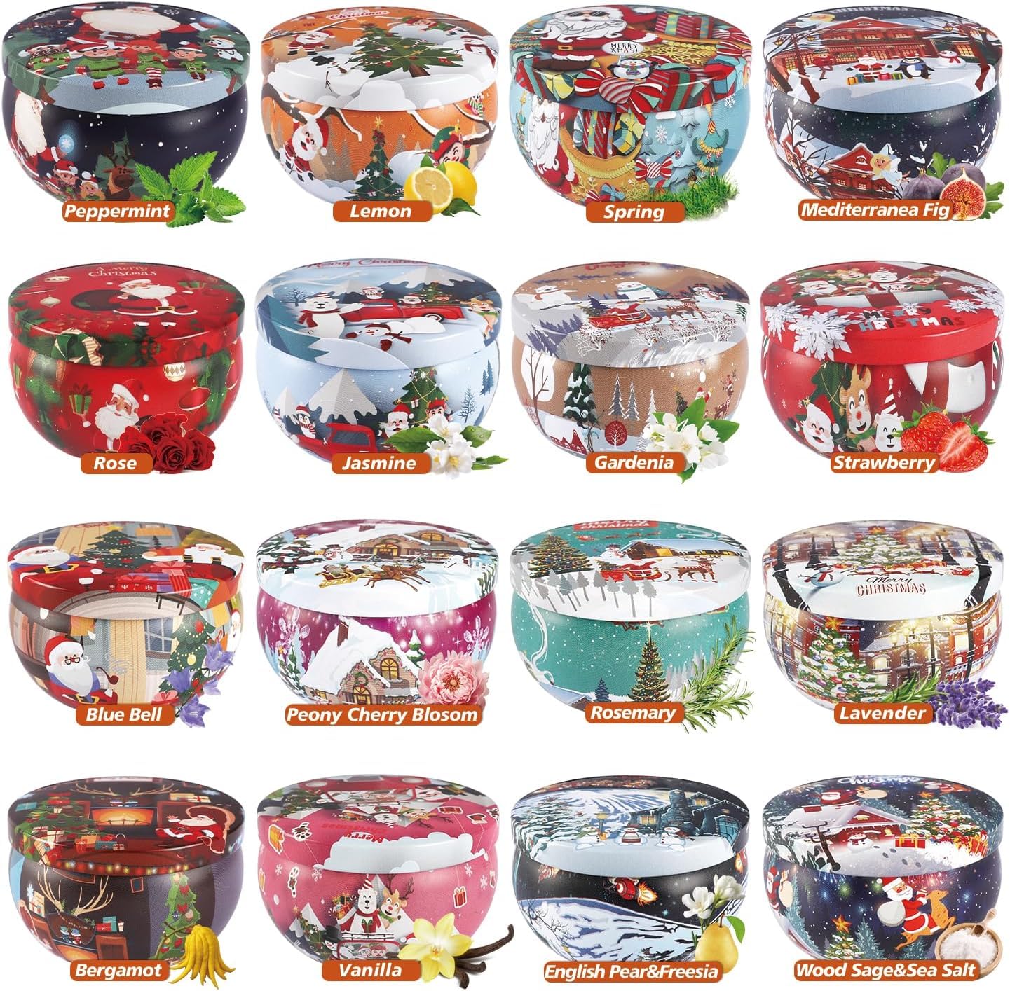 WPONSZU 16Pack Christmas Scented Candles,Candvent Calendar 2025, Gift Set 2.5oz Strong Fragrance Aromatherapy Candles,Portable Travel Tin Jar Candles Gifts for Home Scented Decoration Valentine'sDay