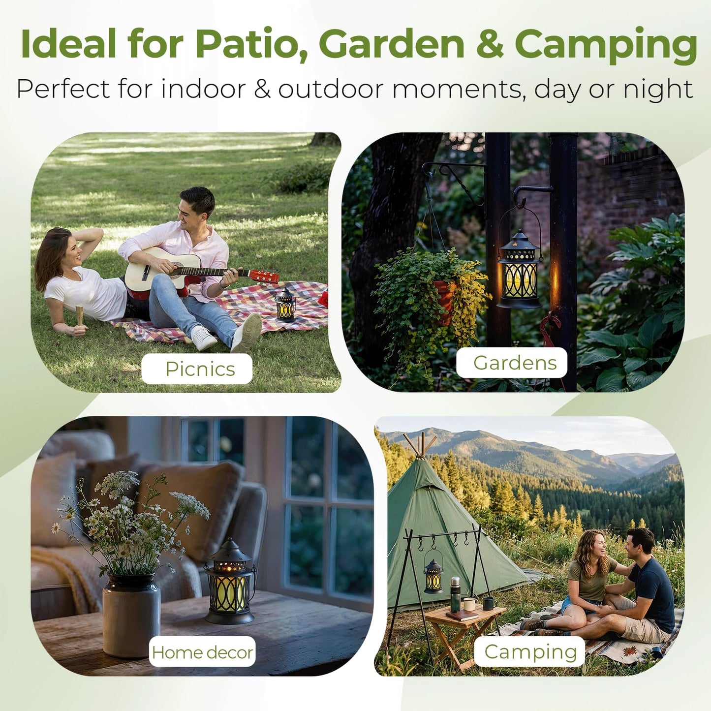 Citronella Candles Outdoor, 2 Pack Lemongrass Scented Soy Wax Candles with Metal Lantern Holder, Outdoor Candle Set for Patio Garden Camping Decor, Gift Set