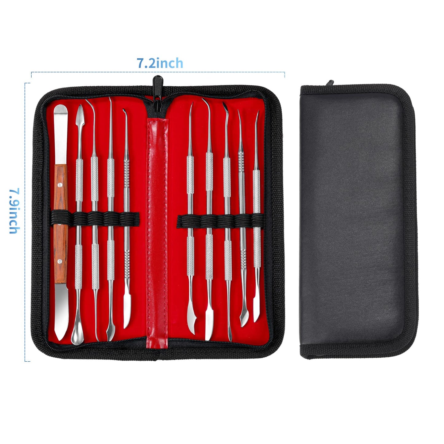 10 PCS Wax Carving Tools Dental Waxing Instruments with Case, Stainless Steel Wax Carvers Set - Metal Clay Sculpting Pottery Sculpture Tools - Double Ended DIY Waxing Modeling Kits