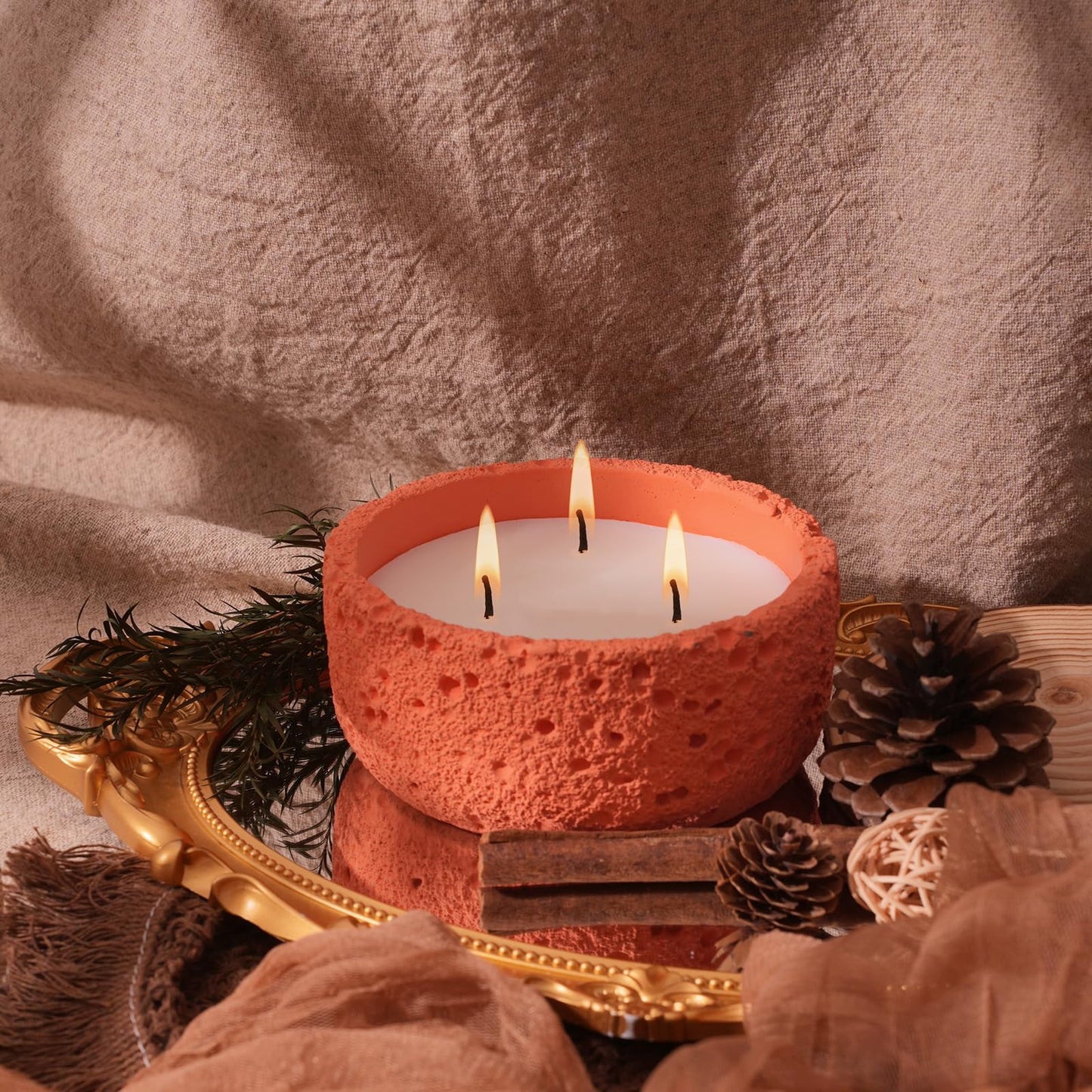 Viyffo 20oz Large Scented Candle – Vanilla Dreamscape & Pumpkin Spice, 3 Wick Non Toxic Soy Candles for Women, Warm Orange Ceramic Jar, Luxury Home Fragrance, Elegant Décor & Premium Gift