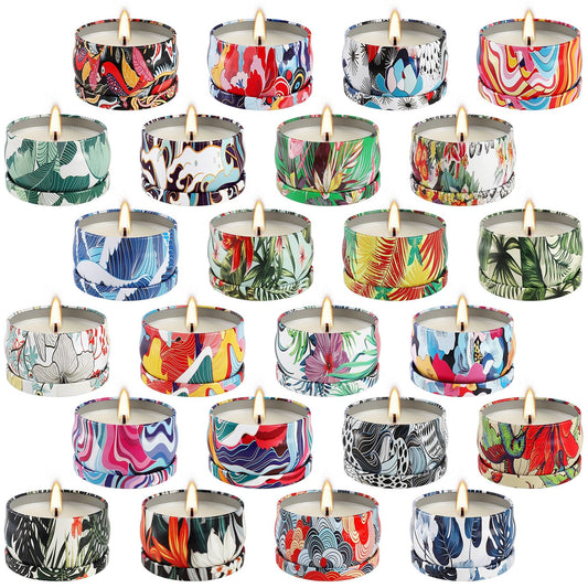 WPONSZU Set 24 Pack Scented Candles Gifts Soy Wax Travel Tin Jar Candles for Home 2.5 OZ jar Candles for Mom for Christmas, Birthday, Thanksgiving, Mother's Day