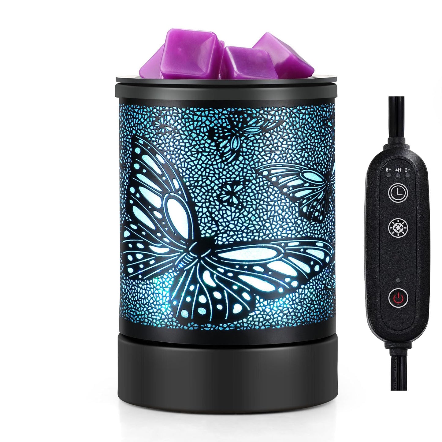 Enaroma Fragrance Wax Melts Warmer with 7 Colors LED Changing Light Scent Oil Candle Warmer for Home Office-ButterflyTimer
