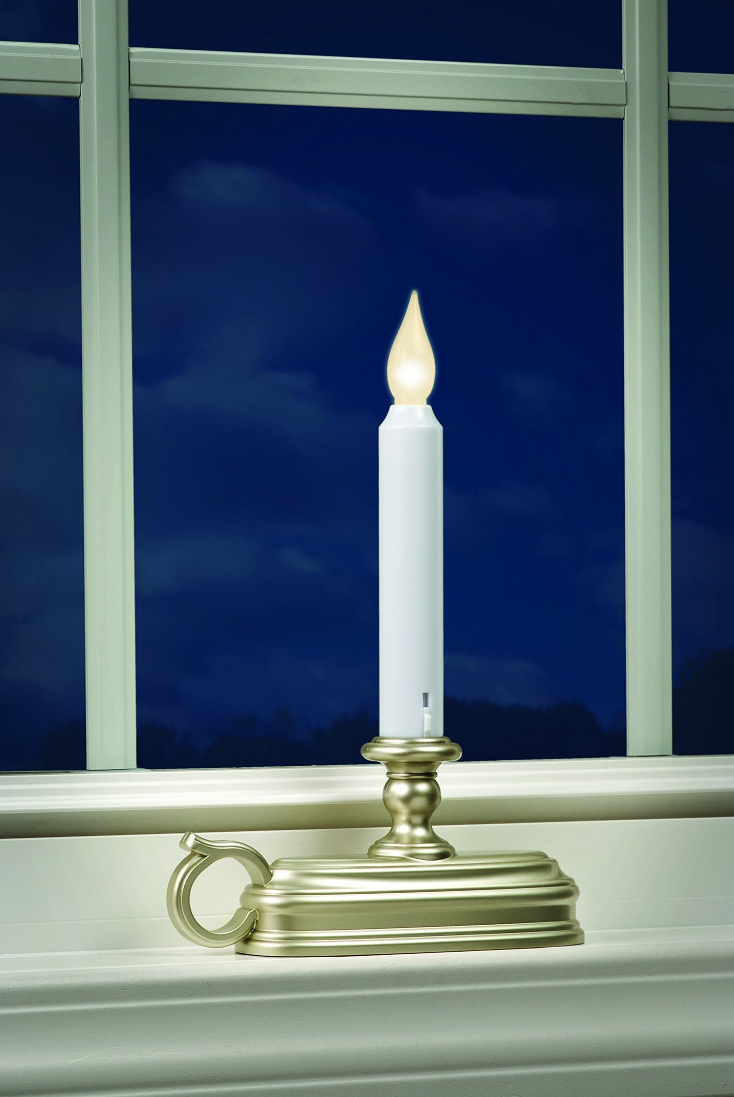 Xodus Innovations FPC1325P-6 Battery Operated LED Window Candle with New Hot Spot Technology and Dusk to Dawn Sensor and Choice of Amber or White Flame, Pewter/Silver