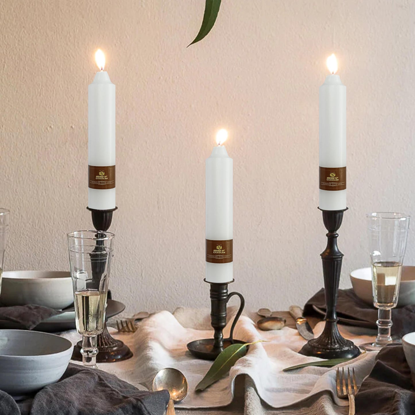 White Short Taper Candles Set of 4, 7 Inch Handmade Tapered Candles, Long Burning Taper Candles, Unscented Candle Stick for Wedding Home Decor Dinner Gift