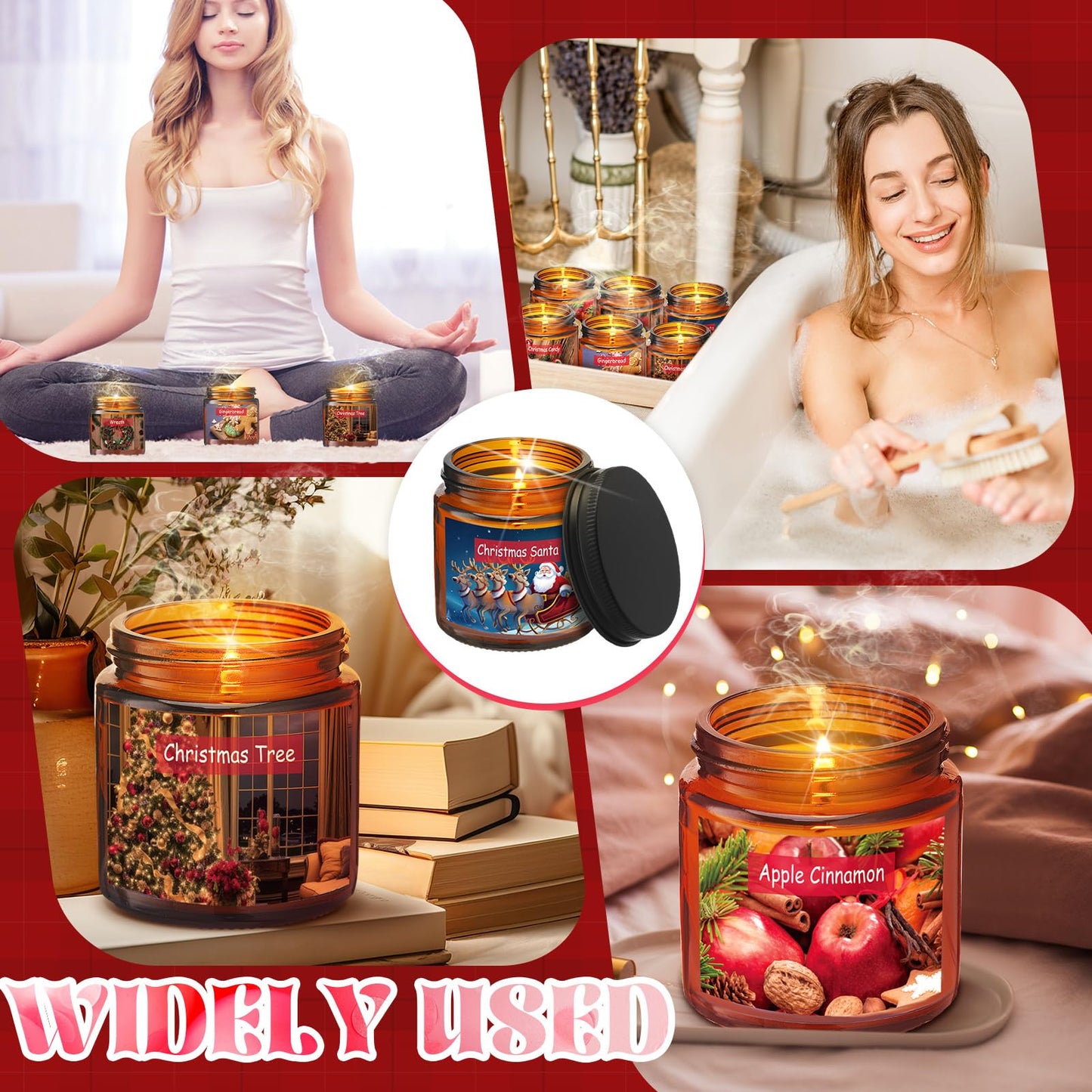 Conelist 6 Pcs Christmas Candle Set Scented Candle Gift Set Christmas Tree, Cookies, EVE, Apple, Candy, Wreath Gift for Women and Men